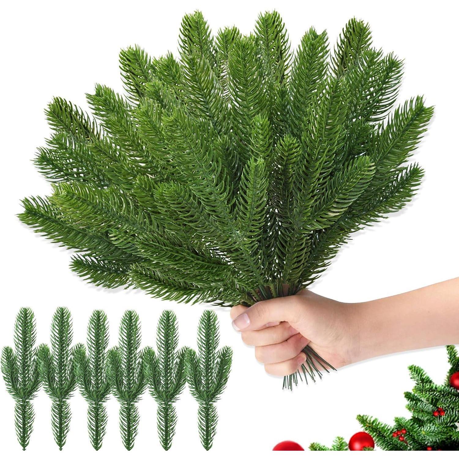 Künstliche Tannenzweige 50 Stück 26cm Grün Für Adventskranz & Deko