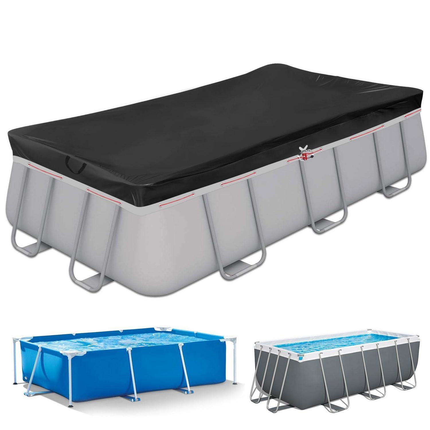 Rechteckige Poolabdeckung 305x205cm 420d Oxford Sommer & Winter Für Intex & Bestway Pools