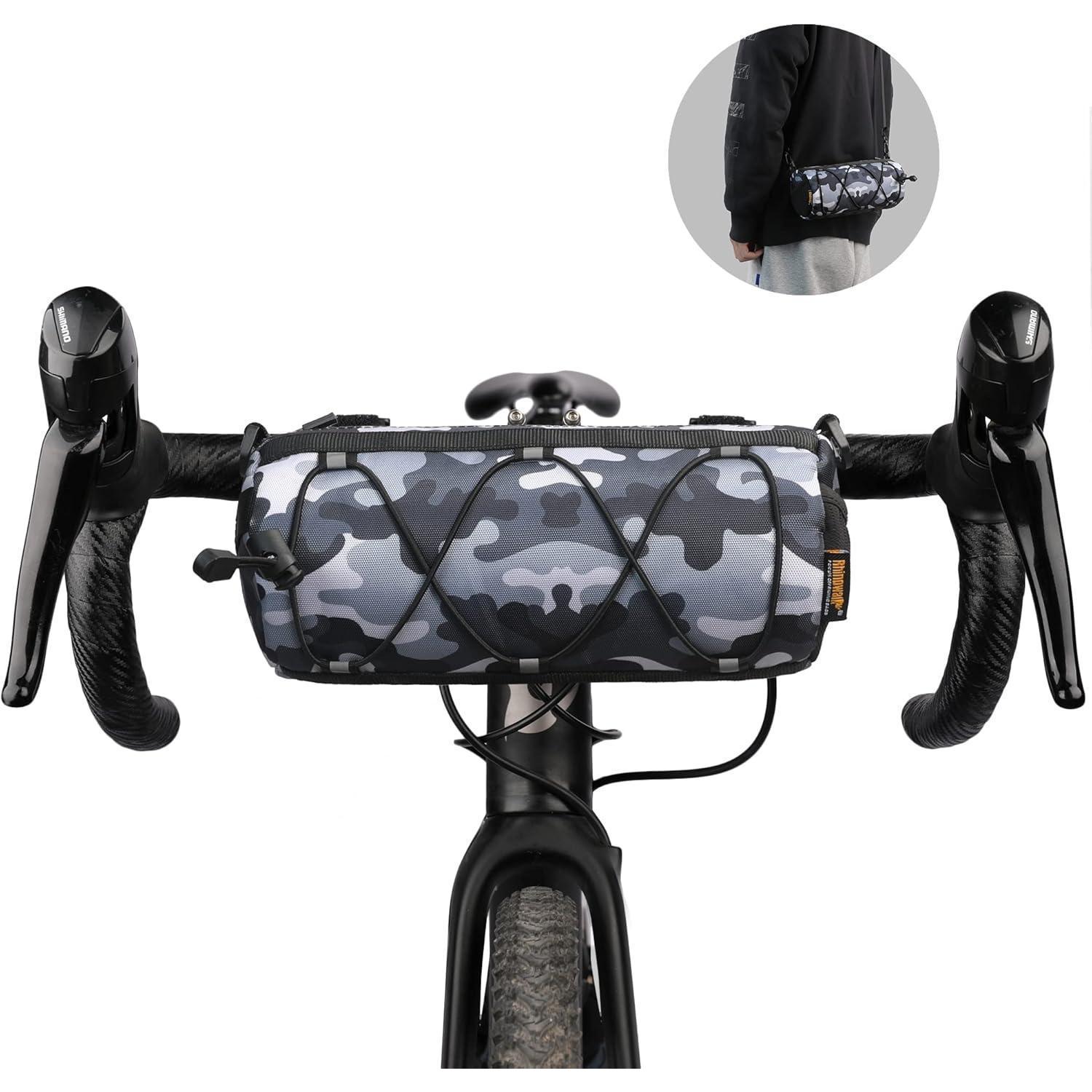 Fahrrad Lenkertasche Mit Schultergurt, 2.4l, Reflektierend, Camouflage Grau