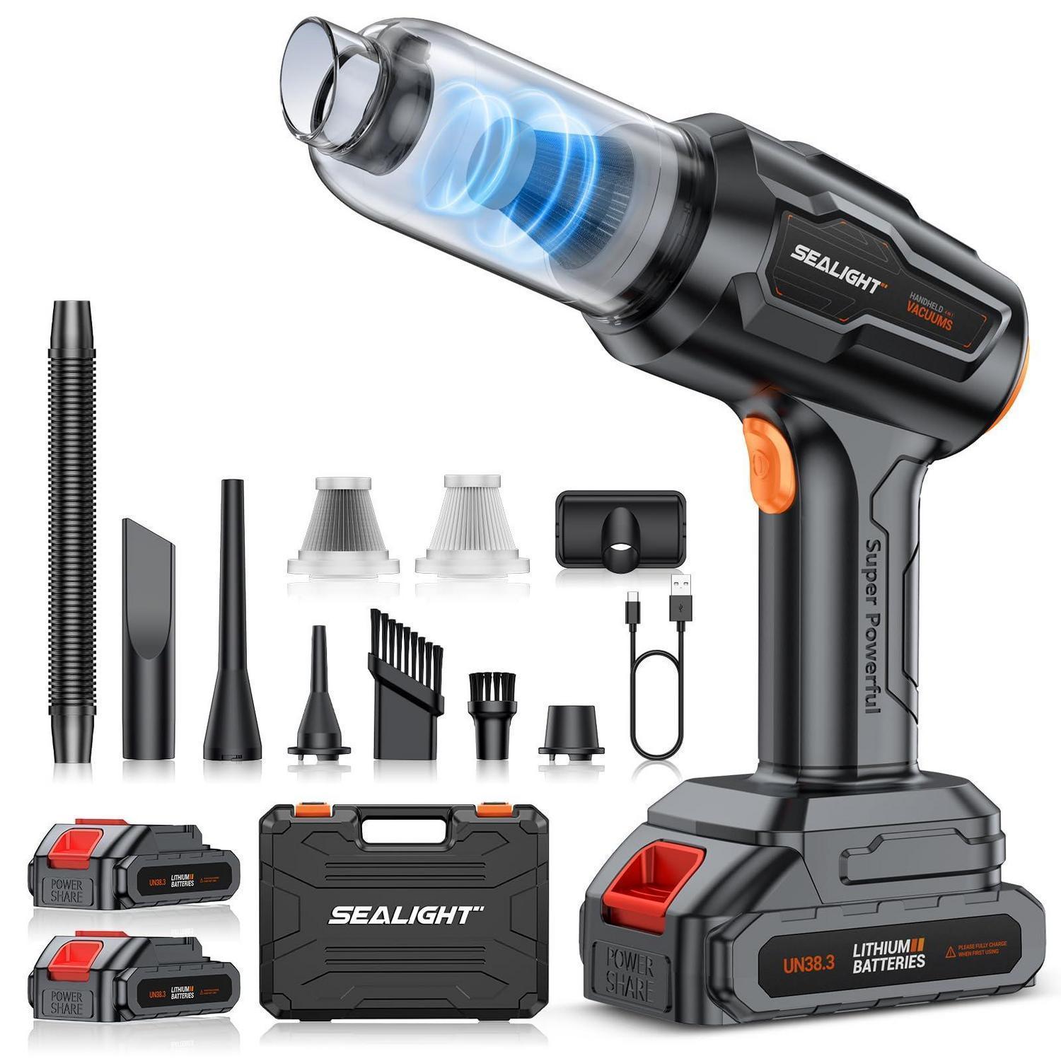 Handstaubsauger 35000 Pa Mit 2 Akkus, Bürstenloser Motor, 9-in-1 Multifunktion