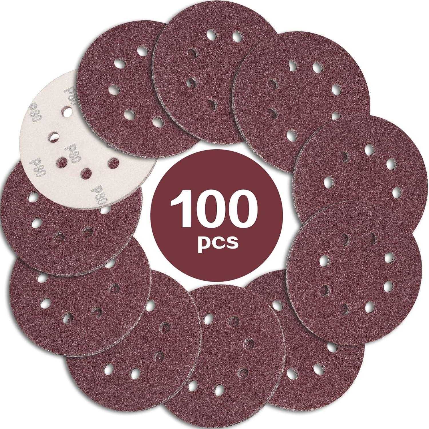 Schleifpapier 125mm Klett P80 8 Loch, 100 Stück Für Exzenterschleifer