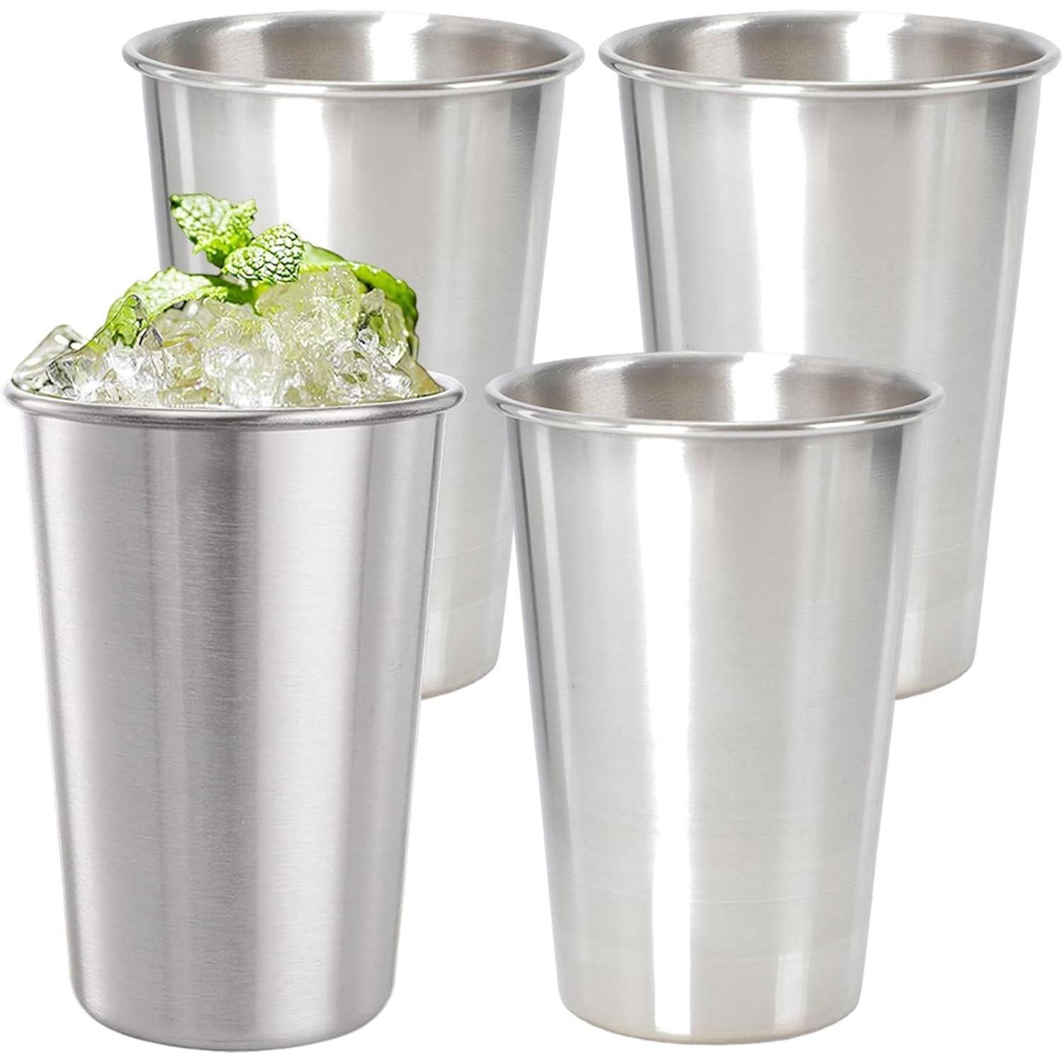 Edelstahlbecher 4er Set 180ml Stapelbar Für Camping & Outdoor