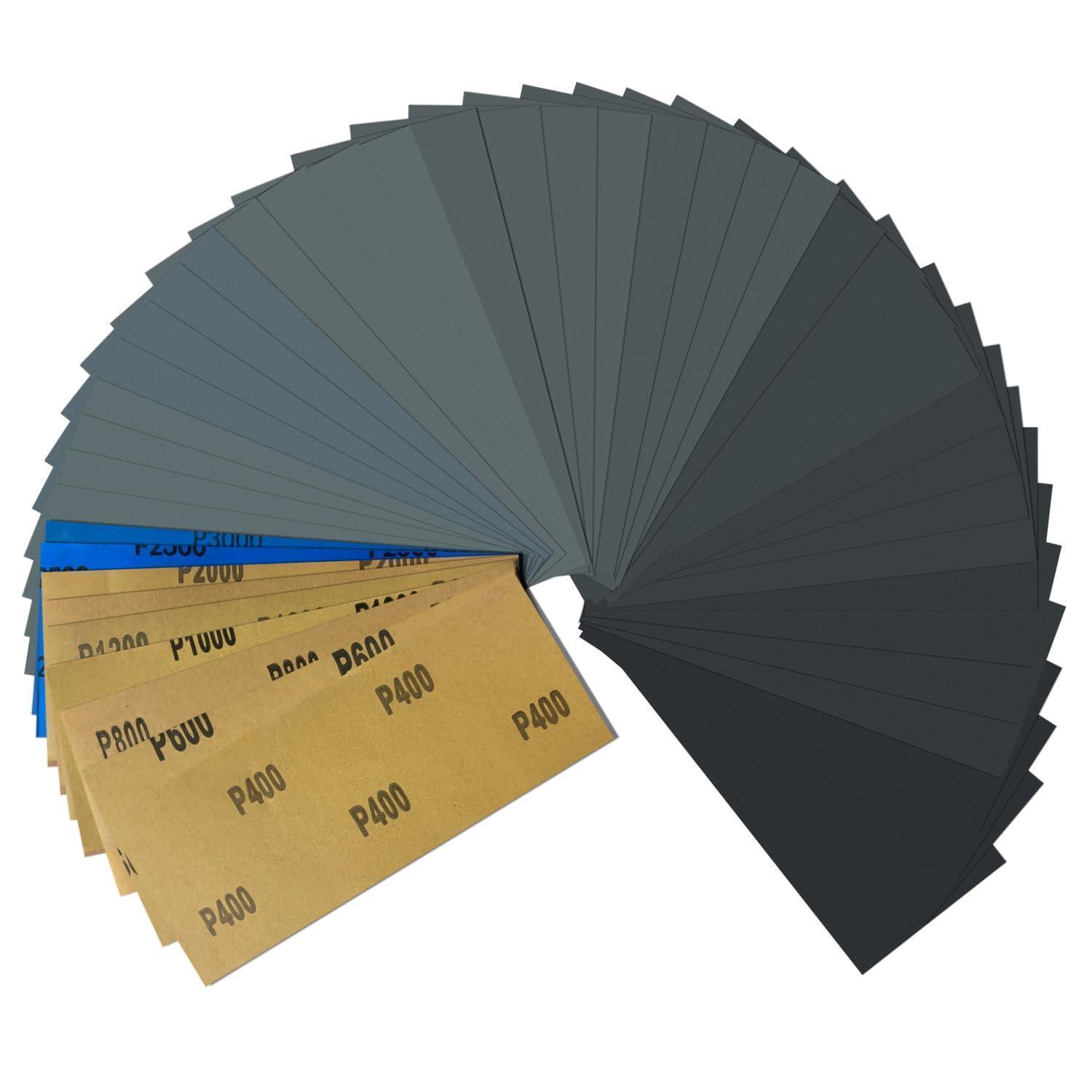 Schleifpapier Set Nass & Trocken 400-3000 Körnung 45 Blatt 23x9cm Für Auto, Holz, Metall