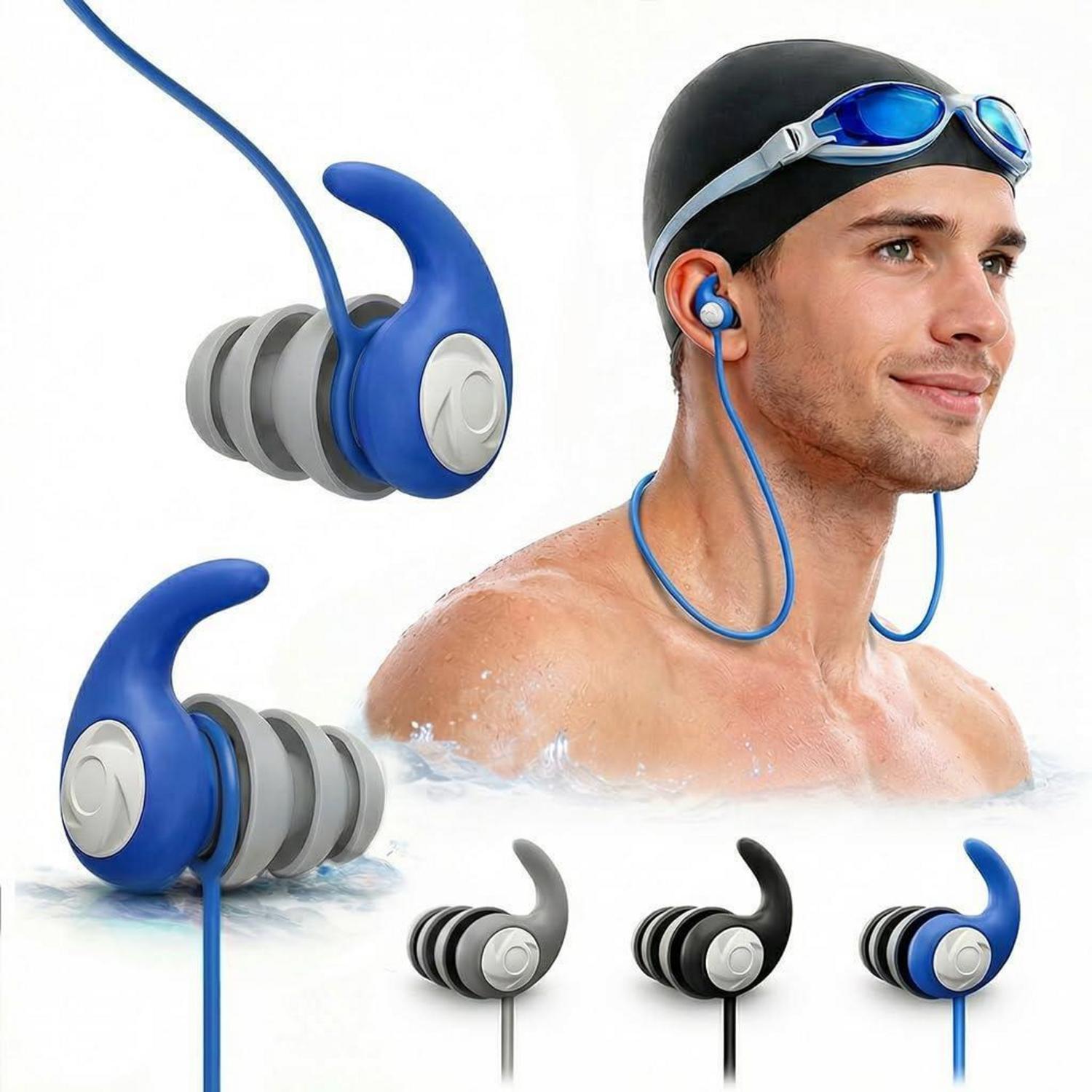Schwimm Ohrstöpsel Mit Schnur, 3 Paar Wiederverwendbare Silikon-ohrenstöpsel Für Wassersport