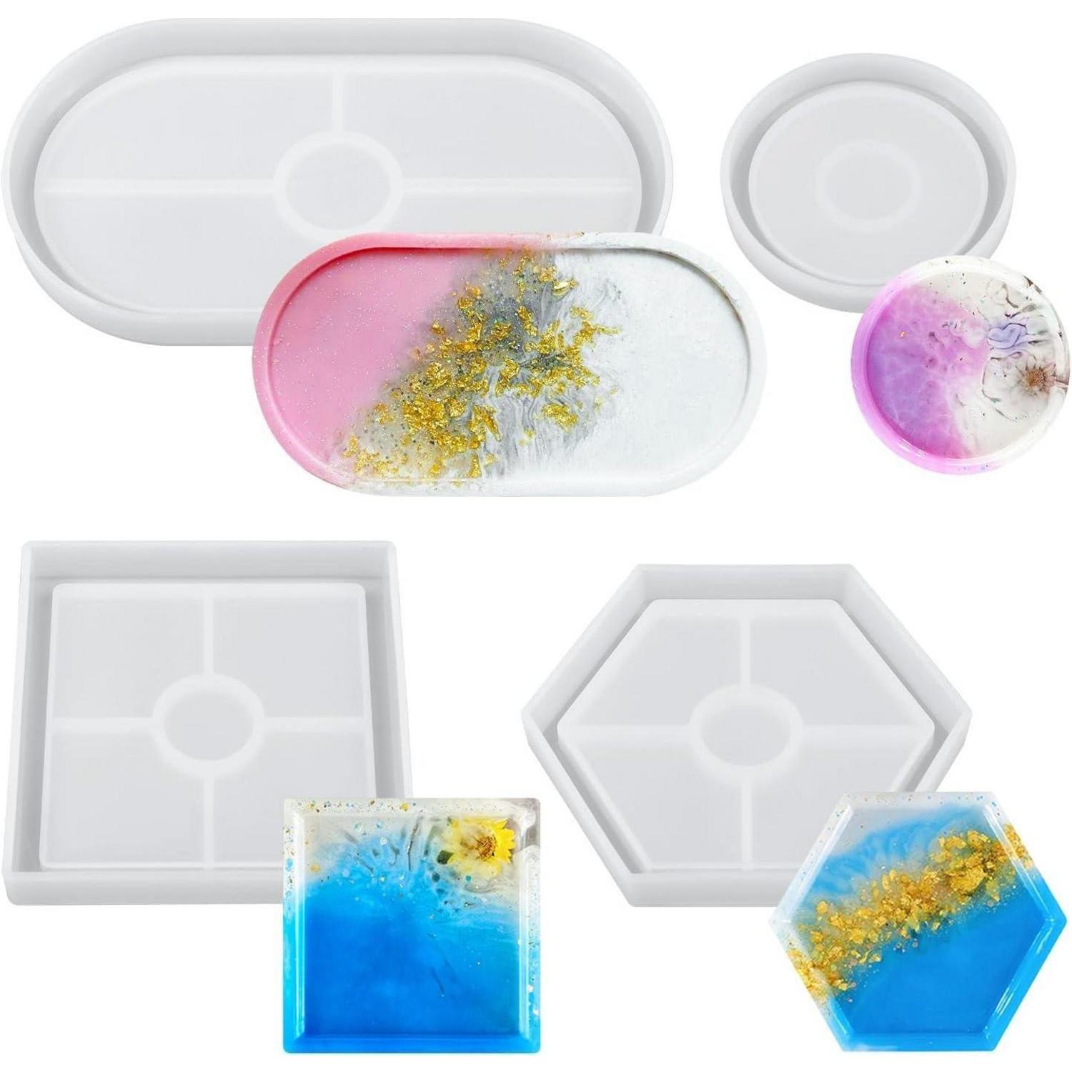 Silikonformen Set 4 Stück Für Epoxidharz, Tablett, Untersetzer, Diy-basteln