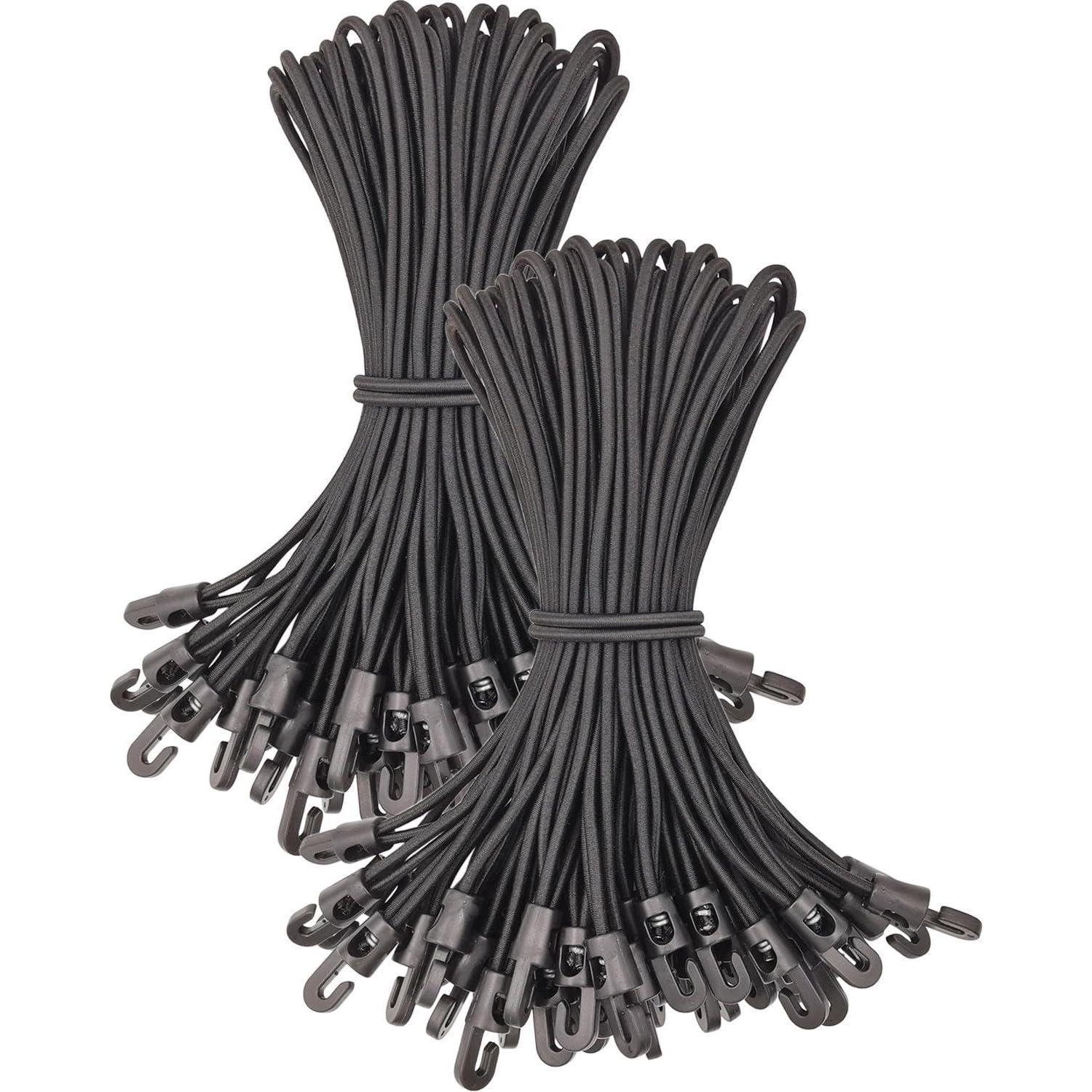 Spanngummis Mit Haken 100 Stück, 25 Cm, Schwarz
