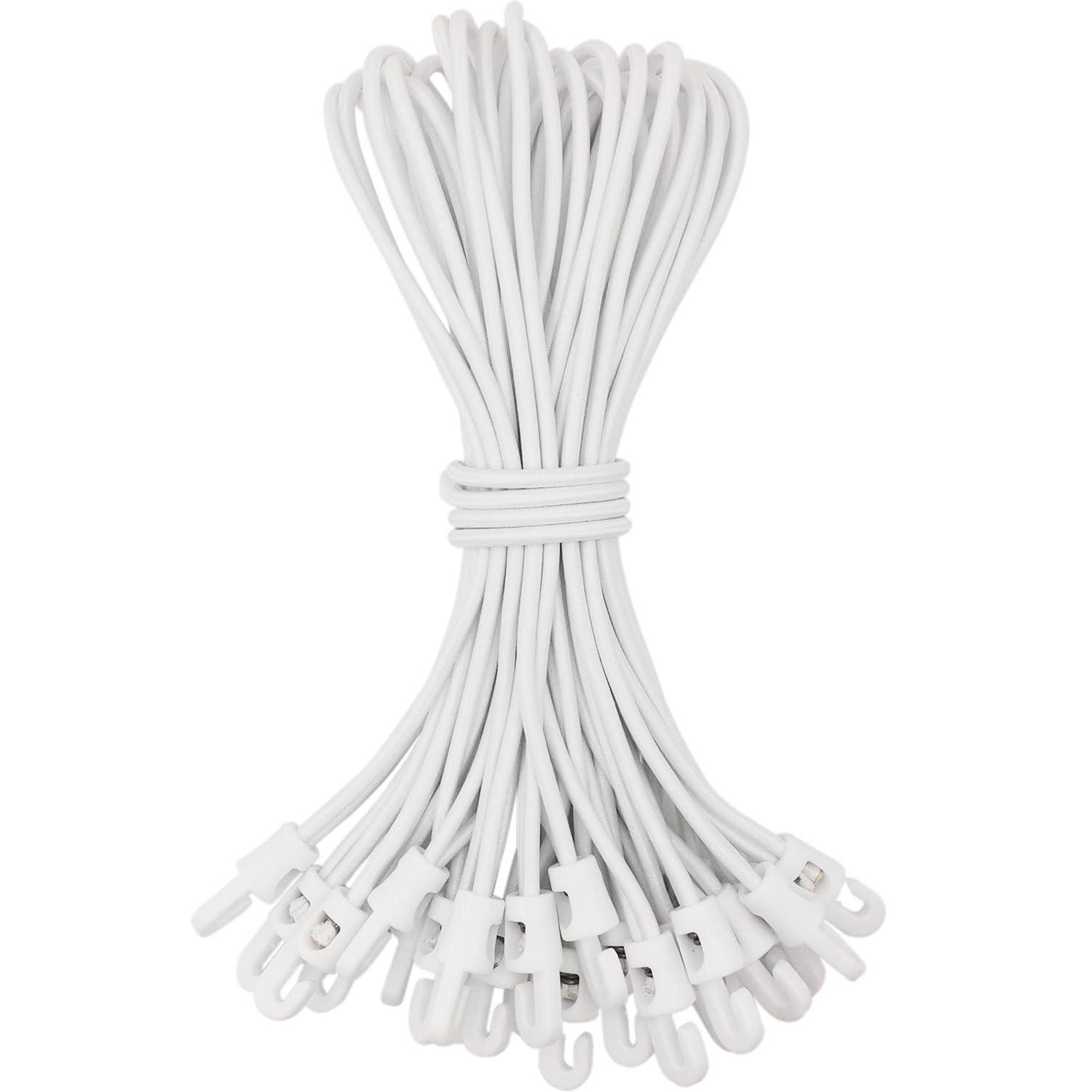 Spanngummis Mit Haken 25 Stück, 25 Cm, Weiß, Dehnbar Bis 50 Cm