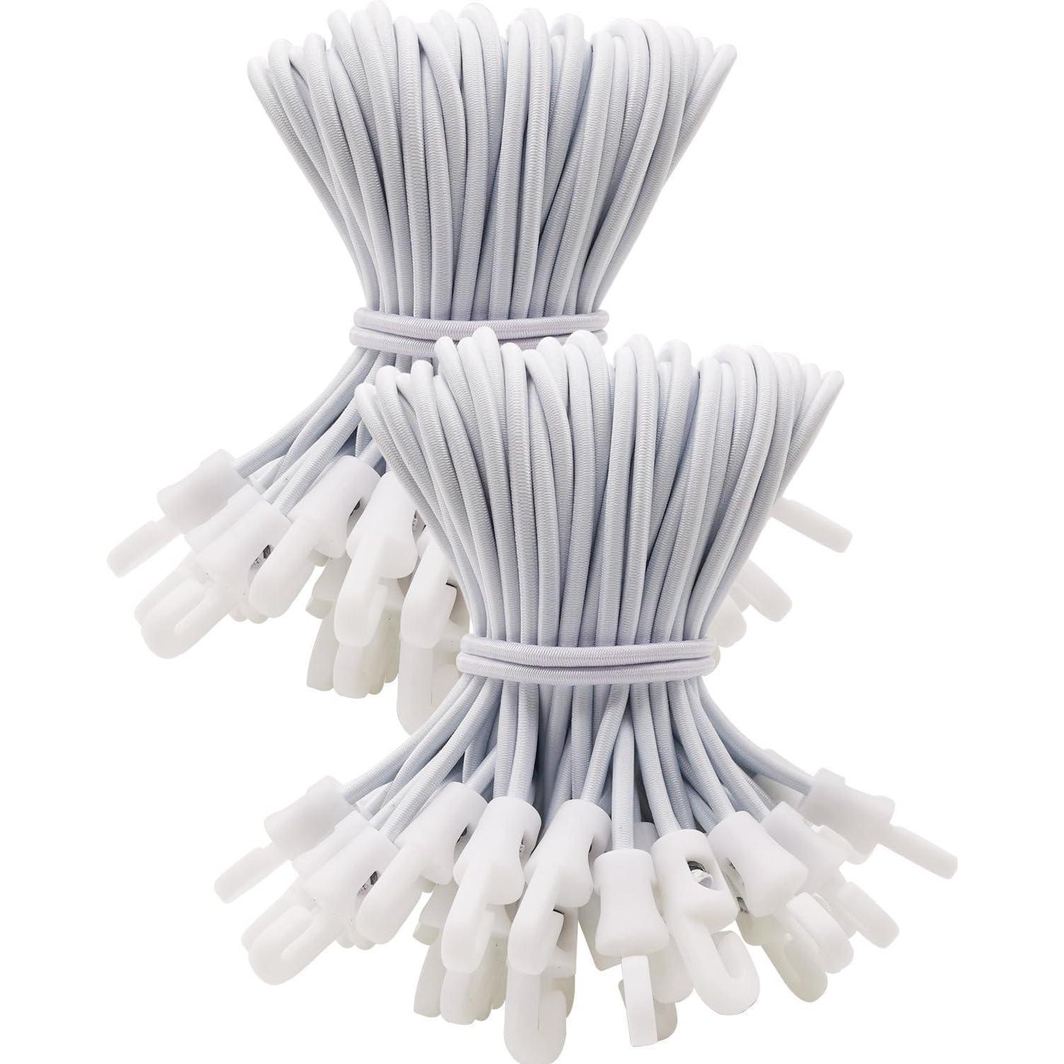 Spanngummis Mit Haken 100 Stück, 15 Cm, Weiß, Dehnbar Bis 30 Cm