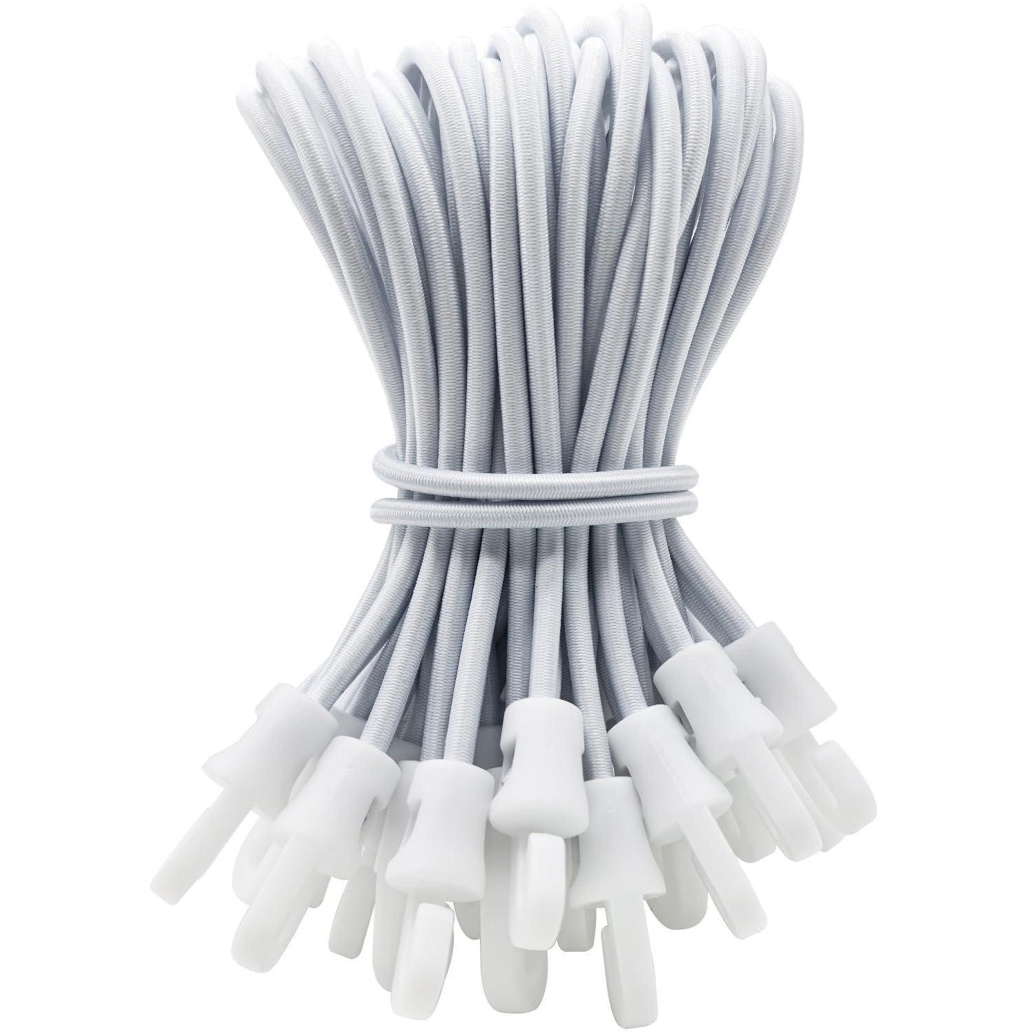 Spanngummis Mit Haken 25 Stück, 15 Cm, Weiß, Dehnbar Bis 30 Cm