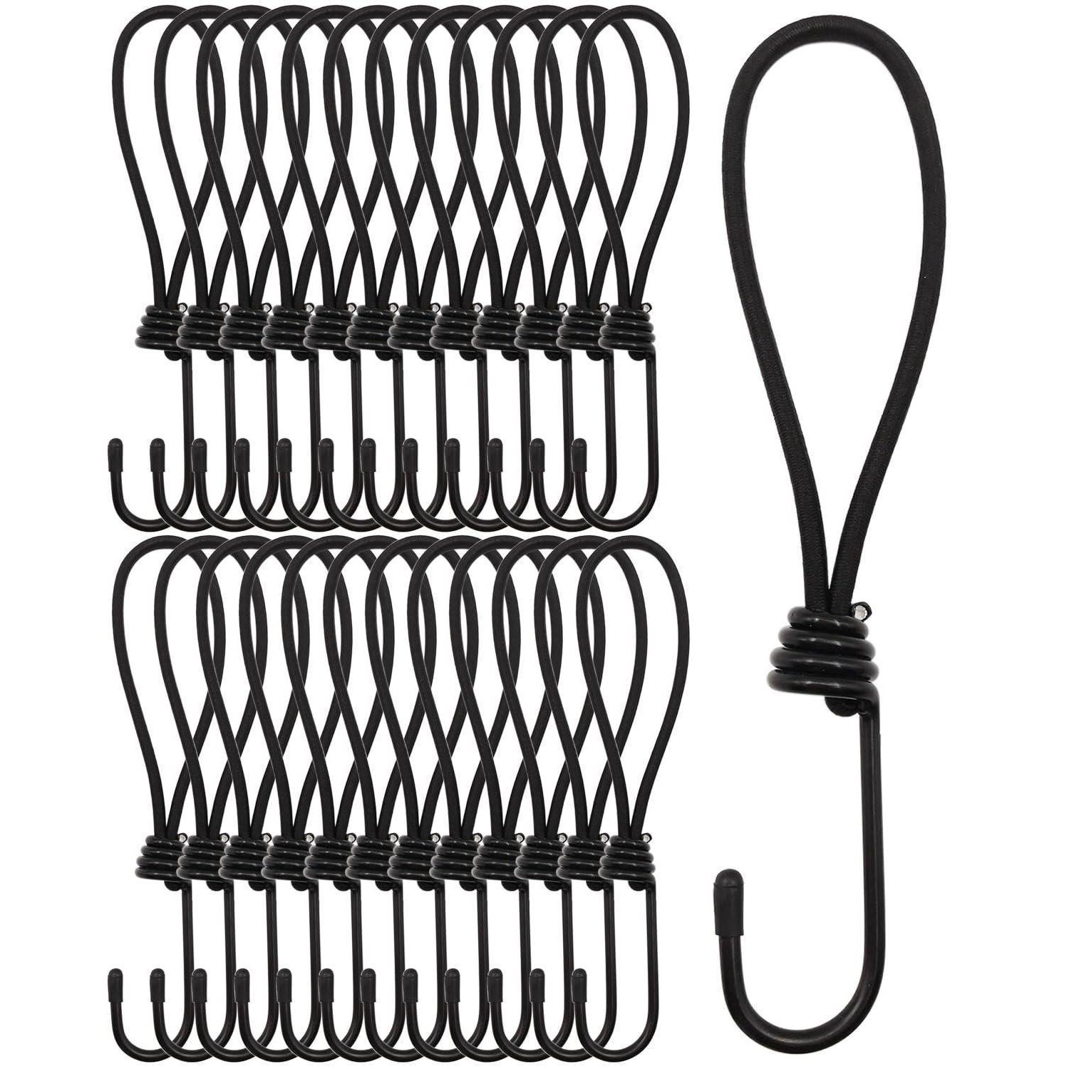 Spanngummis Mit Haken 25 Stück, 20cm, Dehnbar Bis 40cm, Schwarz