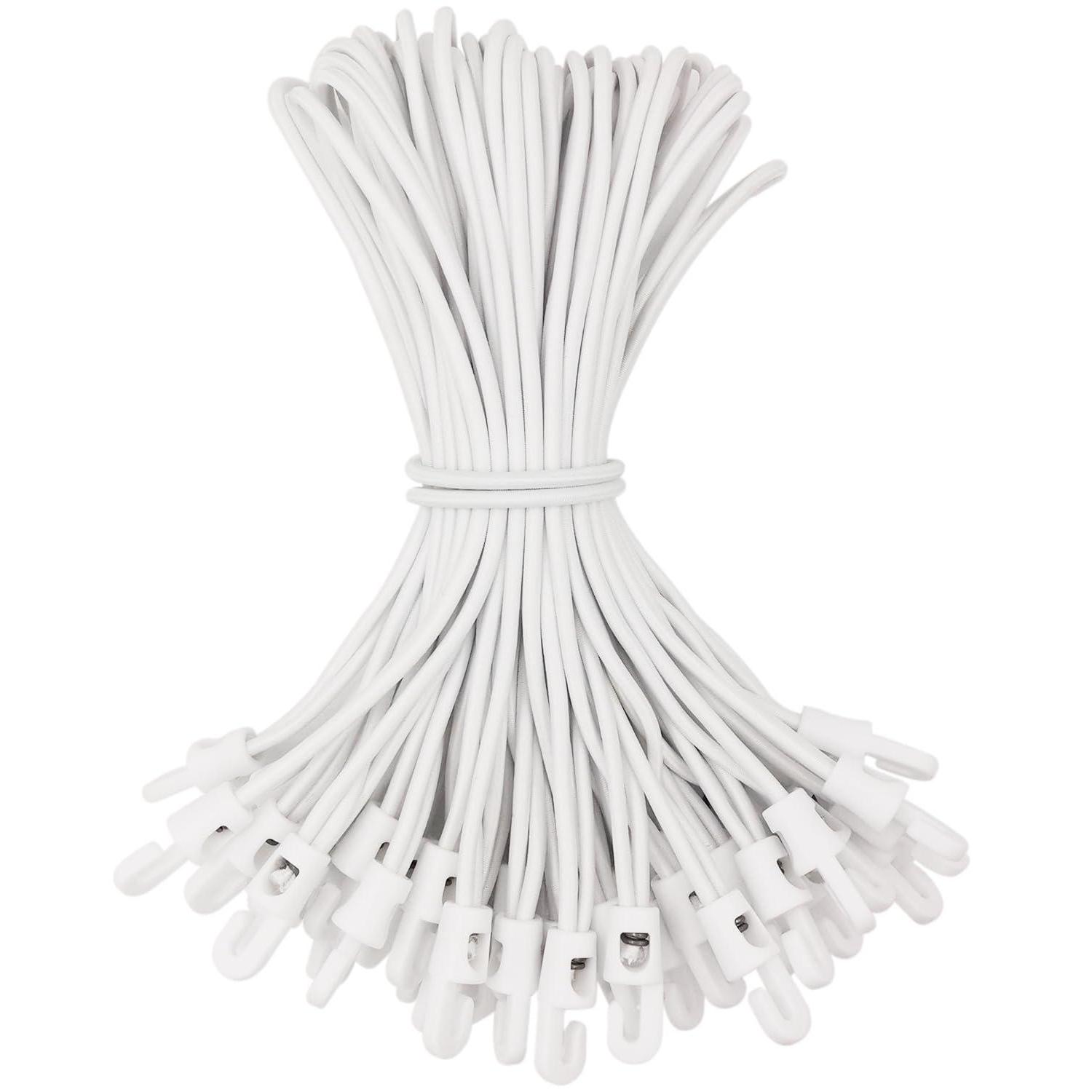 Spanngummis Mit Haken 50 Stück, 25 Cm, Weiß, Dehnbar Bis 50 Cm