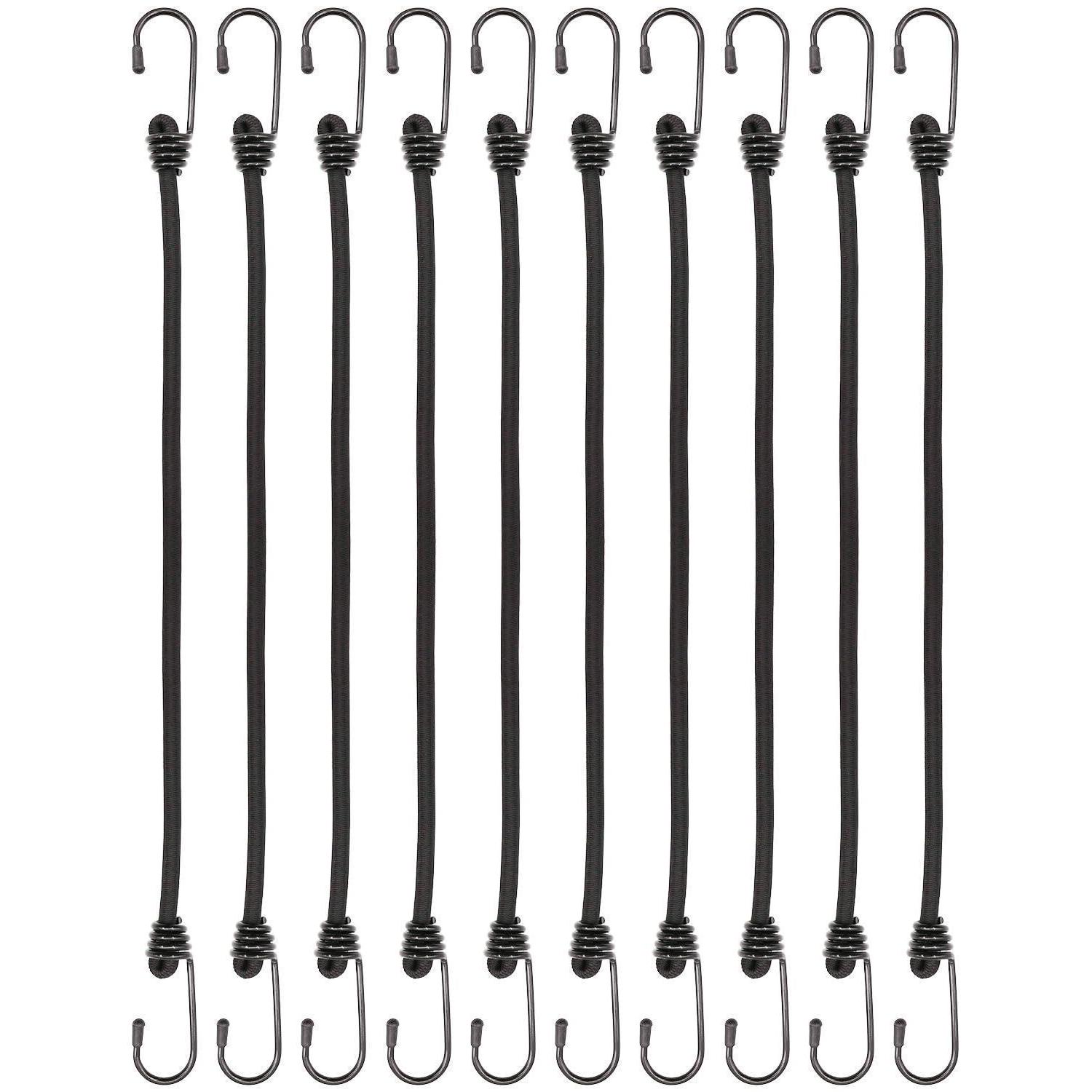 Spanngummis Mit Haken 40 Cm, 10 Stück, Schwarz, Für Planen & Camping