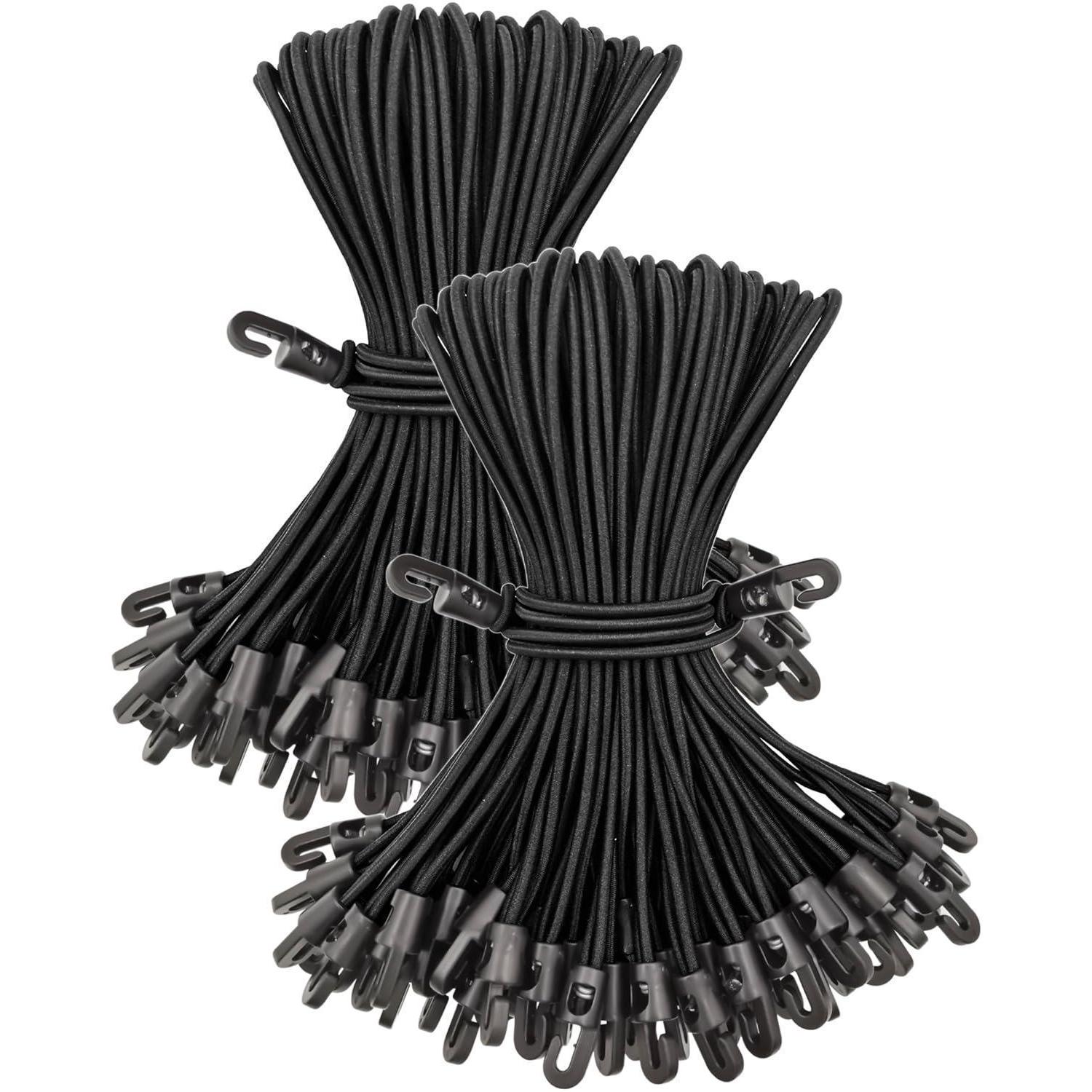 Spanngummis Mit Haken 25 Cm, 100 Stück, Planenspanner Kurz, Schwarz