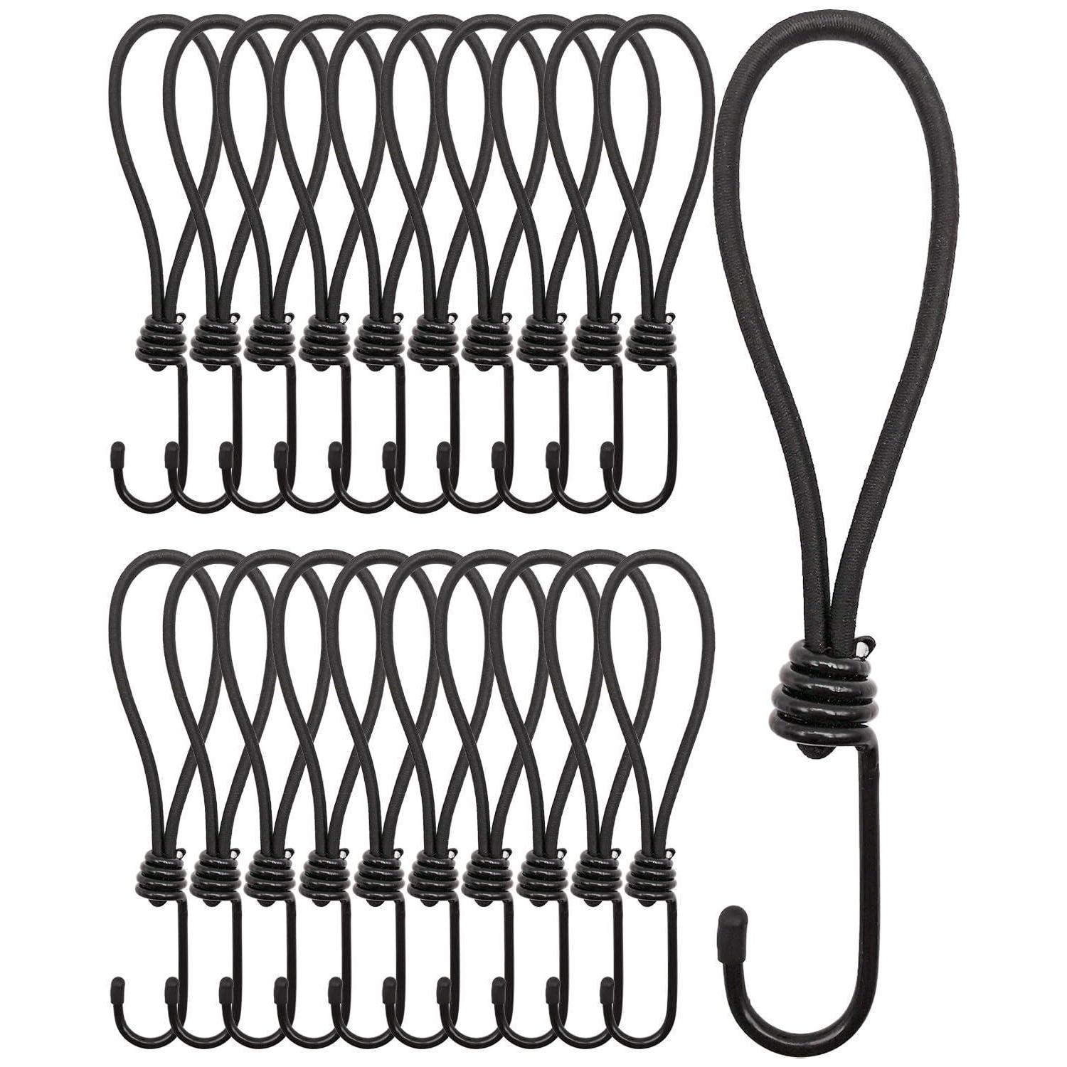Spanngummis Mit Haken 20 Cm, 25 Stück, Schwarz