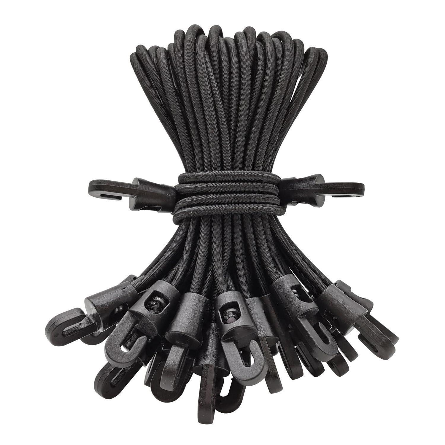 Spanngummis Mit Haken 15cm, 25 Stück, Schwarz, Für Planen & Camping