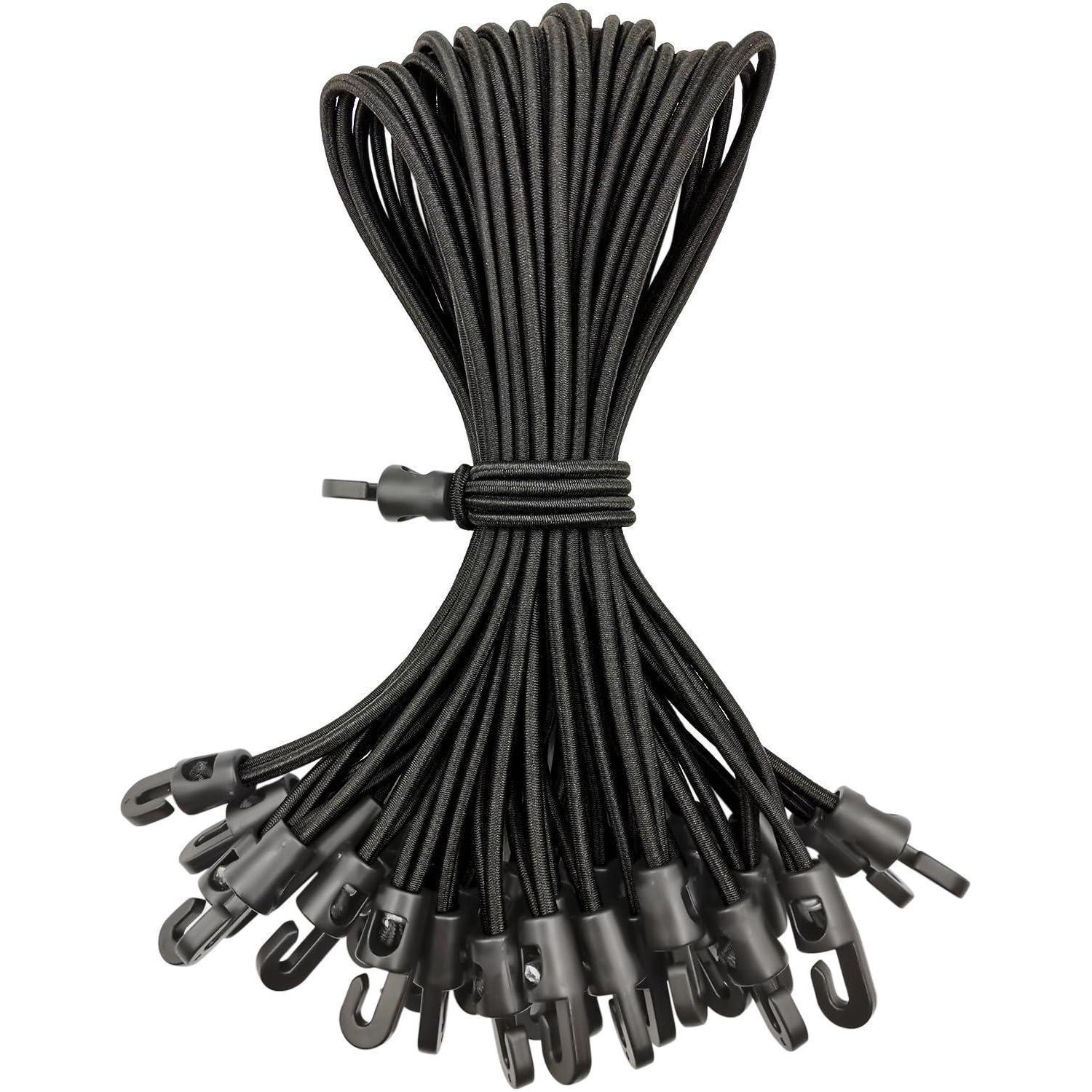 Spanngummis Mit Haken 25 Cm, 25 Stück, Schwarz