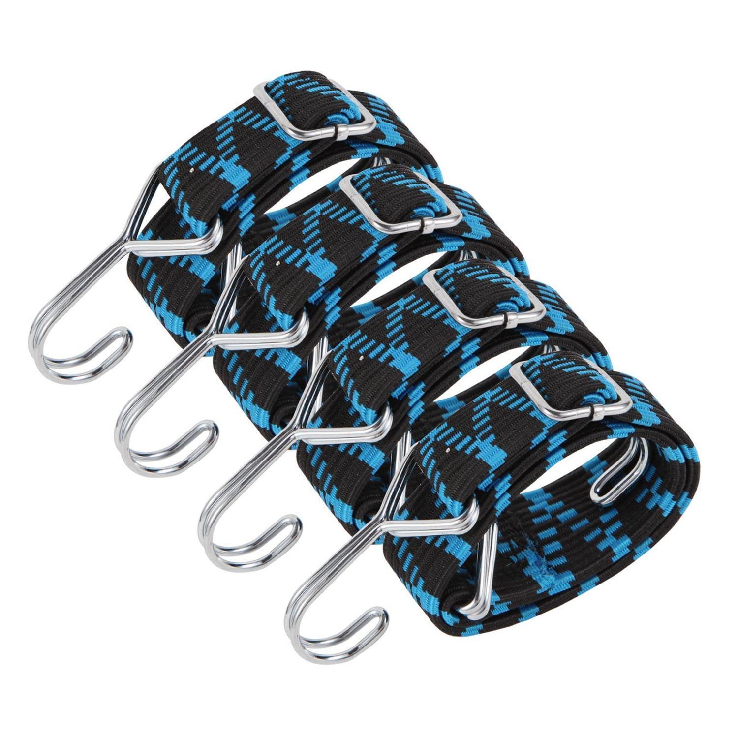 Spanngummi Mit Haken, 4er Set, 50cm, 3cm Breit, Verstellbar, Für Gepäck, Fahrrad, Motorrad, Camping