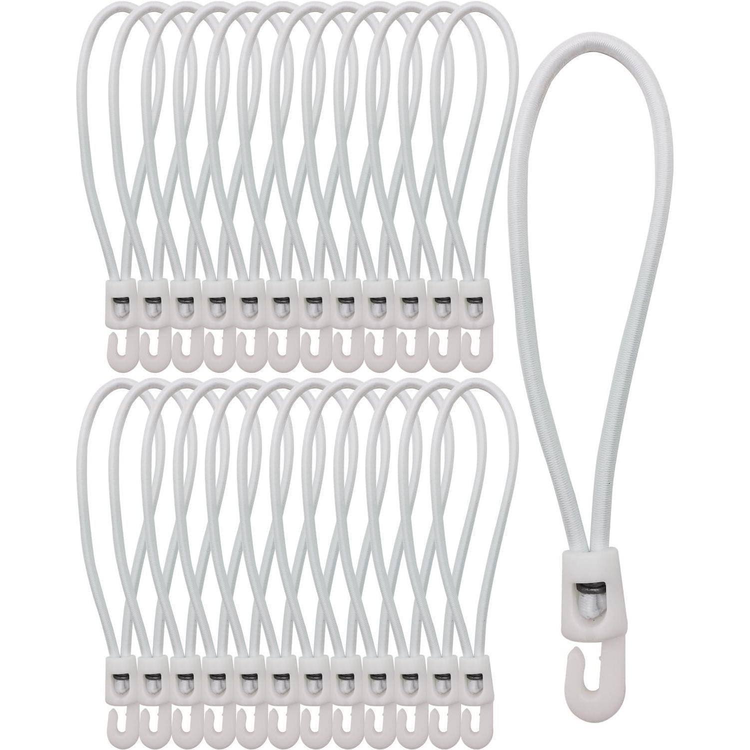 Spanngummis Mit Haken 25 Stück, 15 Cm, Weiß, Elastisch & Wetterfest