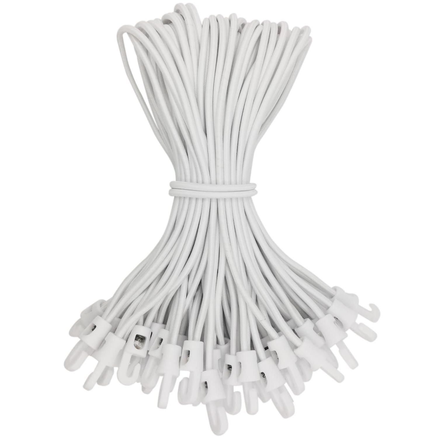 Spanngummis Mit Haken 50 Stück, 25cm, Weiß, Elastisch & Wetterfest