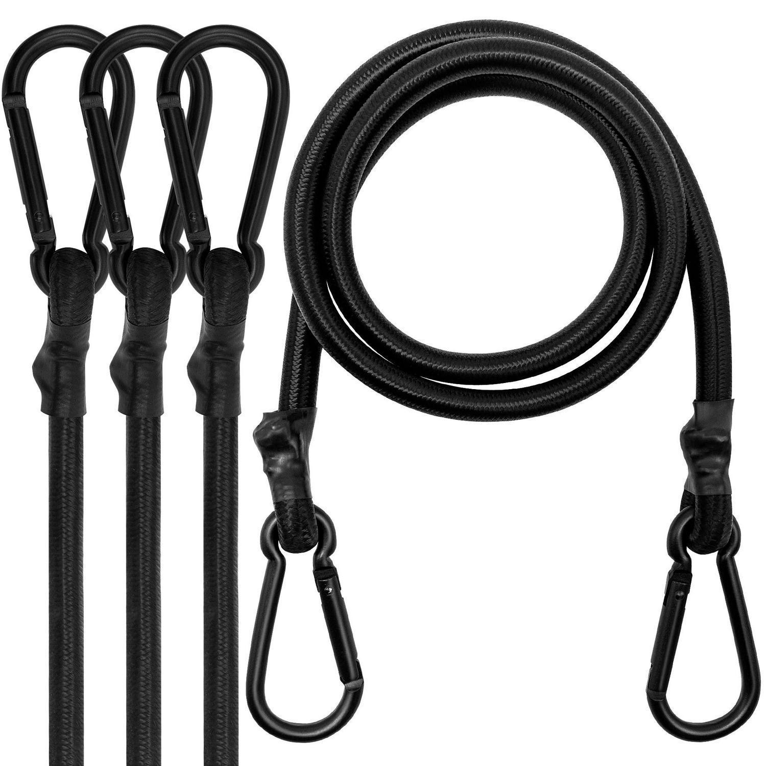 Spanngummi Mit Karabiner 4er Set 180cm Schwarz Für Gepäck, Auto, Outdoor