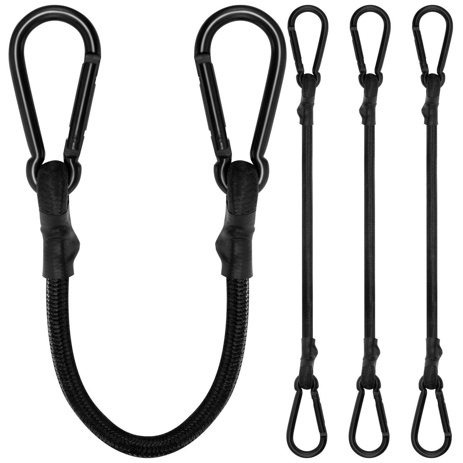Spanngummi Mit Karabiner 50cm, 4er Set, Schwarz