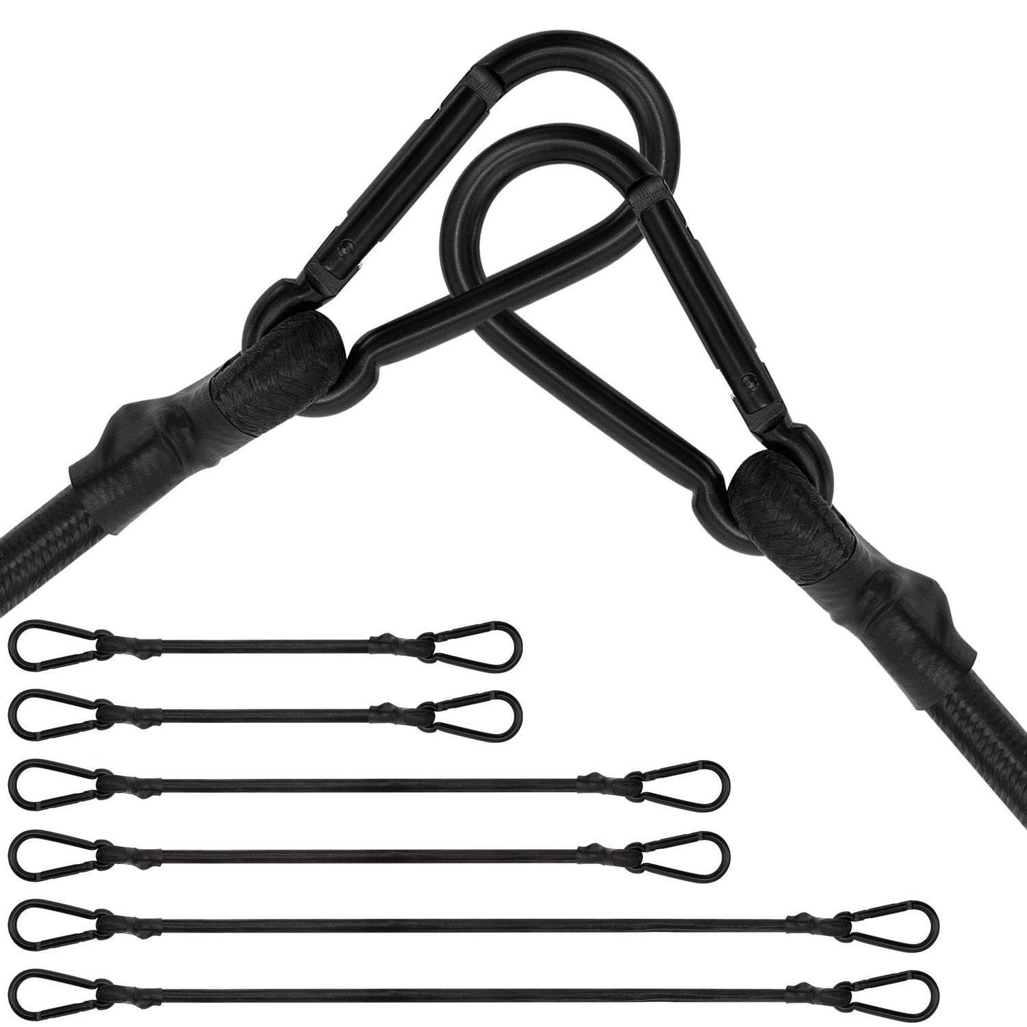 Spanngummi Mit Karabiner 6er Set, 20/40/60cm, Extra Stark, Schwarz