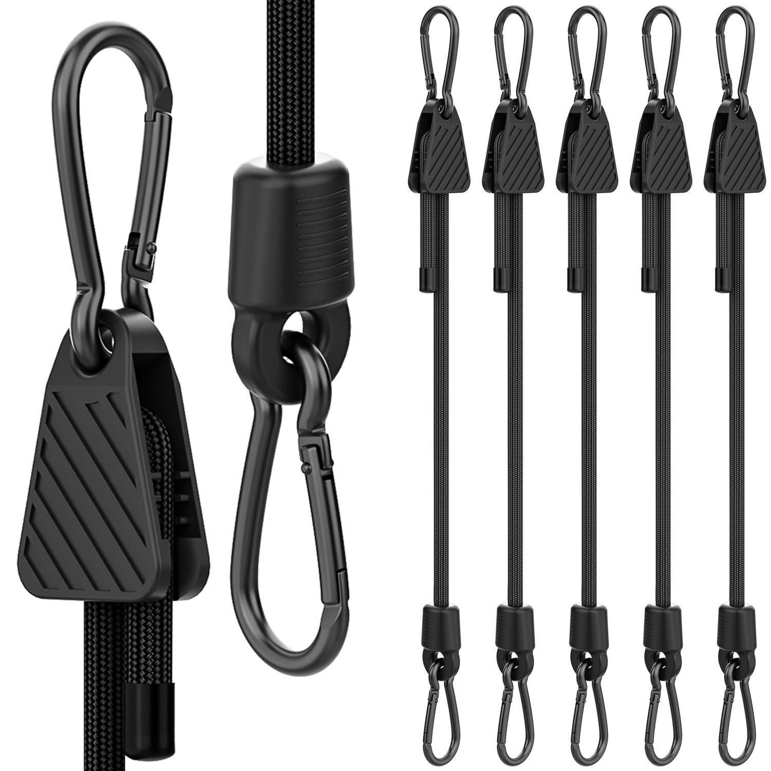 Spanngummi Mit Karabiner 6er Set, 245cm Verstellbar, Wetterfest, Schwarz