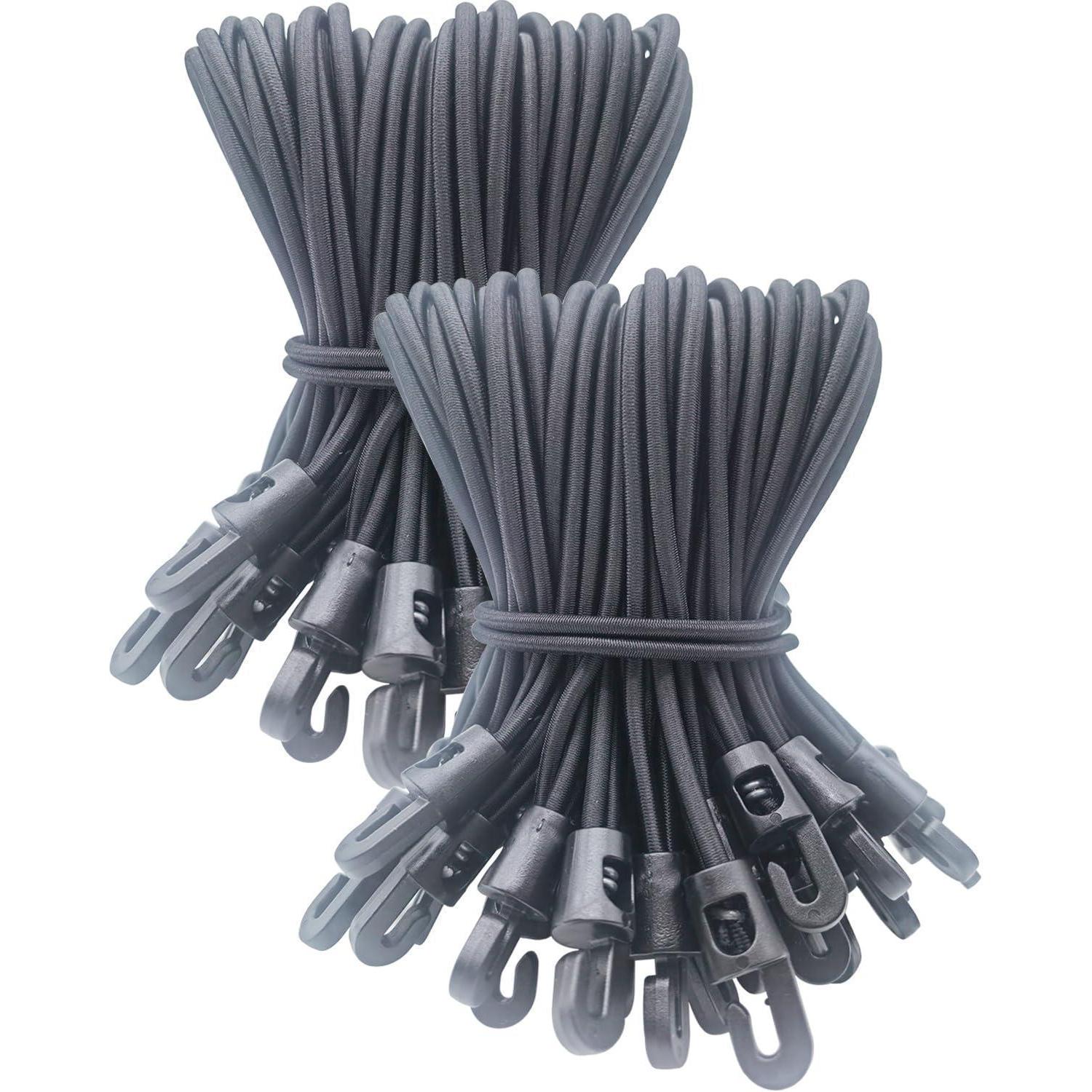 Spanngummis Mit Haken 100 Stück, 15 Cm, Schwarz