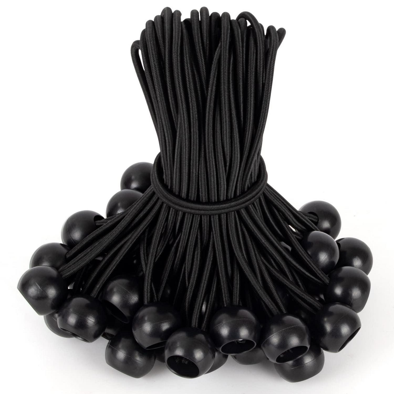 Spanngummis Mit Kugel 12cm Schwarz (50 Stück) Für Planen, Zelte, Pavillons