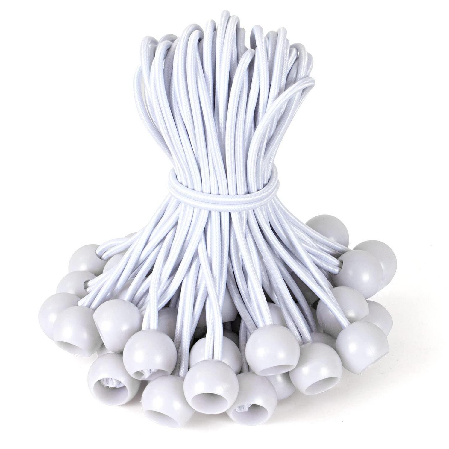 Spanngummis Mit Kugel, 12cm, 50 Stück, Uv-beständig, Weiß