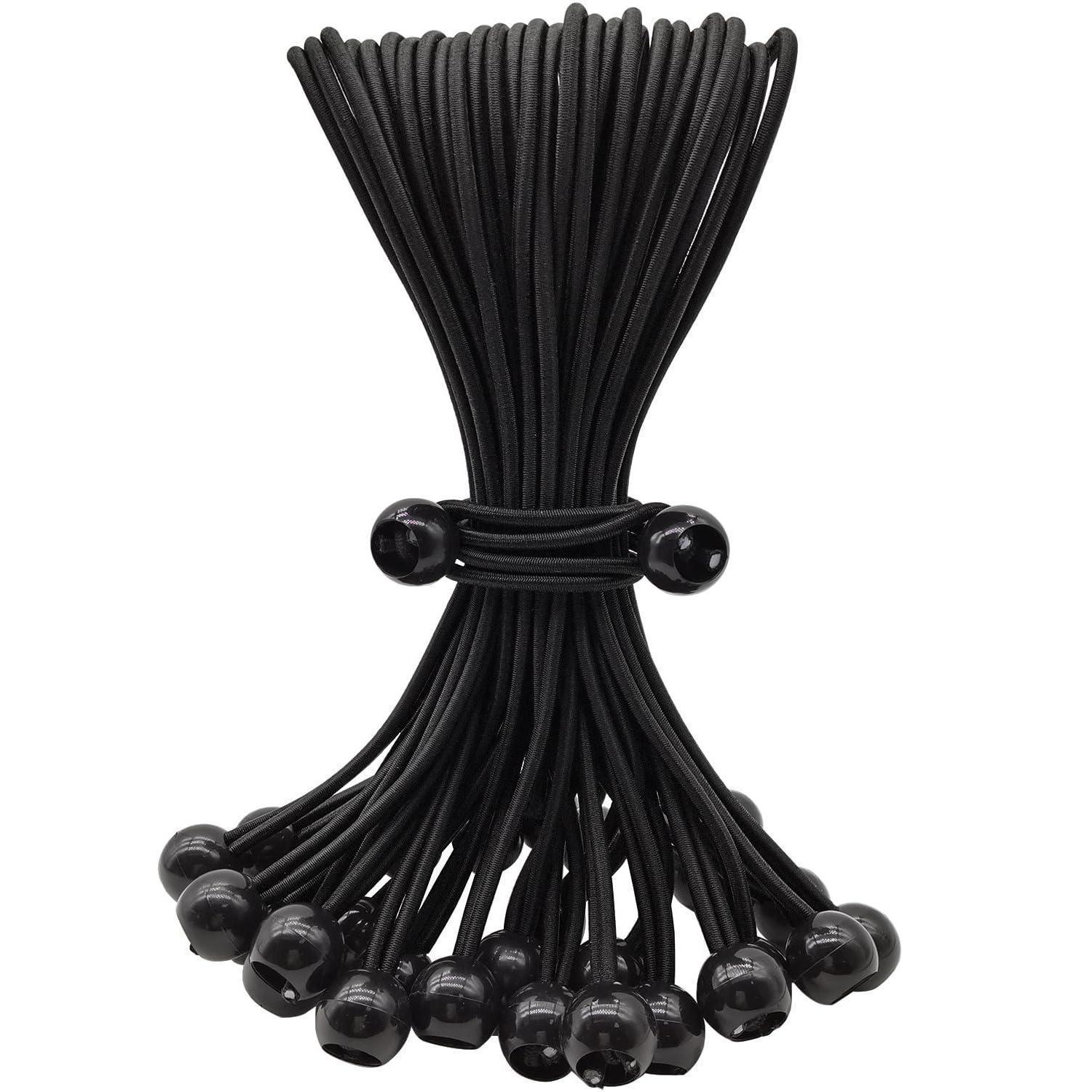 Spanngummis Mit Kugel 25cm, 25 Stück, Schwarz, Für Planen & Camping