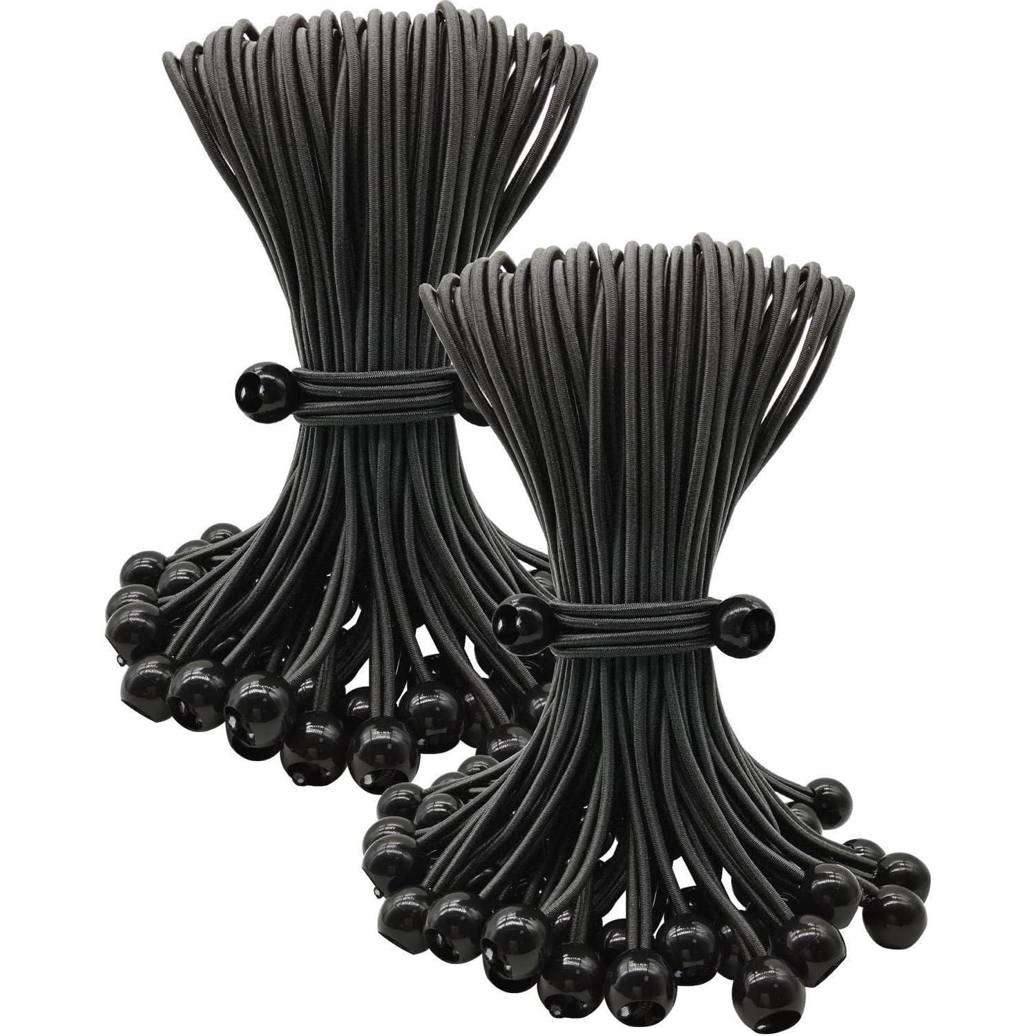 Spanngummis Mit Kugel 25cm, 100 Stück, Schwarz, Für Planen & Zelte