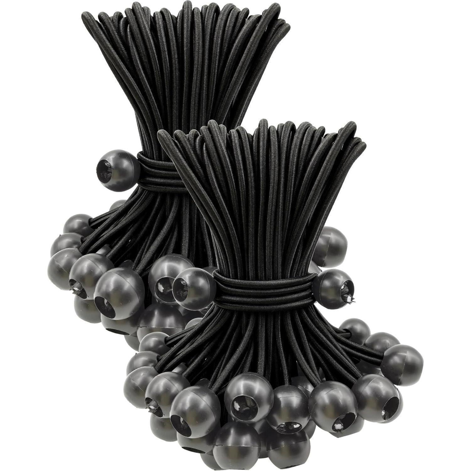Spanngummis Mit Kugel 15cm, 100 Stück, Schwarz, Für Planen & Camping
