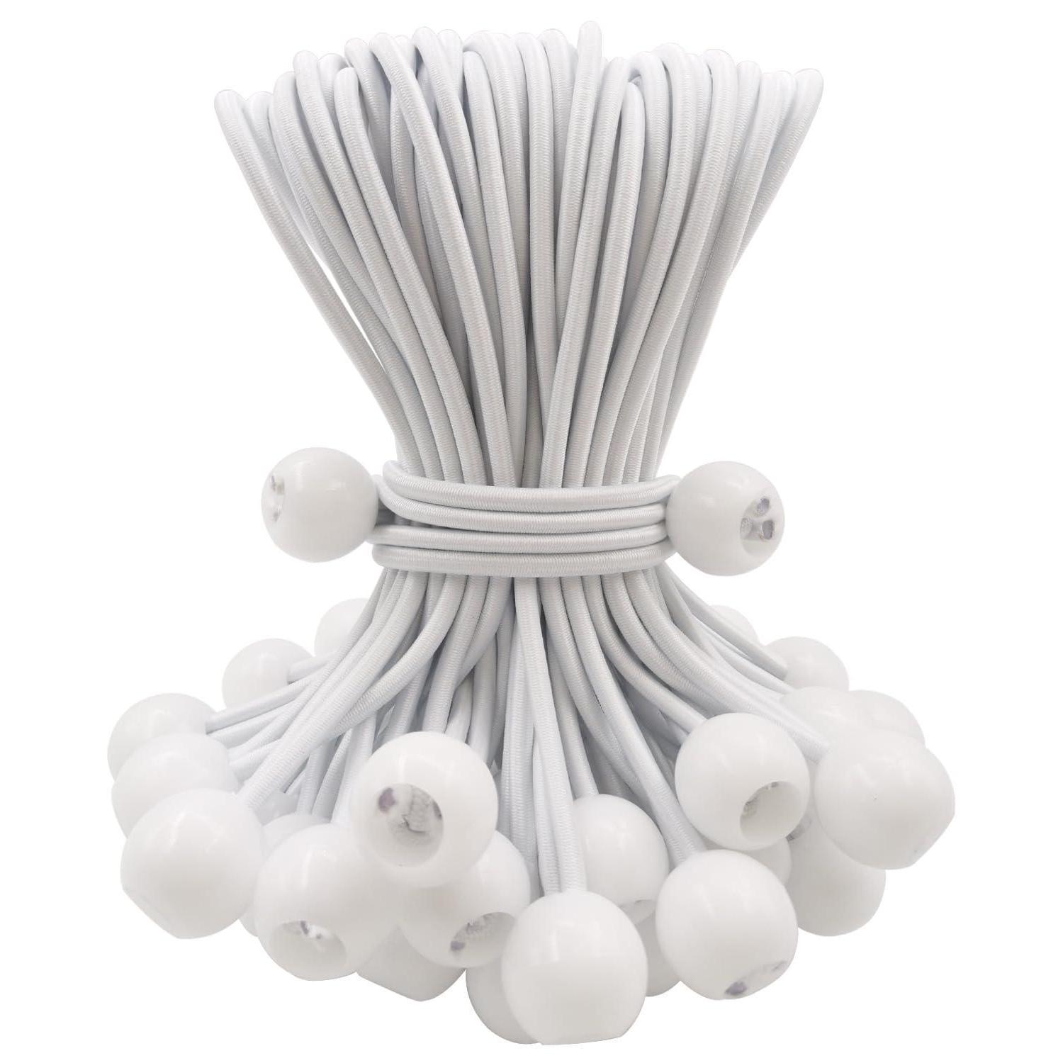 Spanngummis Mit Kugel 15cm, 50 Stück, Weiß, Für Planen & Netze