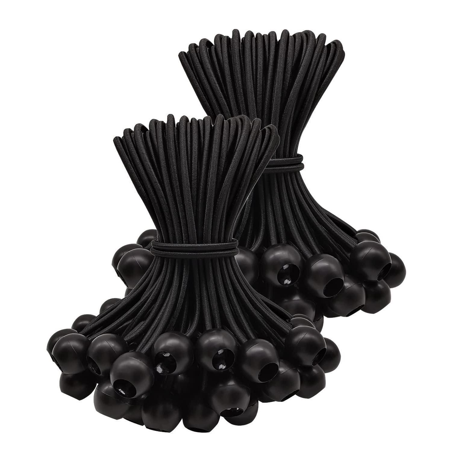 Spanngummis Mit Kugel 100 Stück, 15cm, Dehnbar Bis 30cm, Schwarz