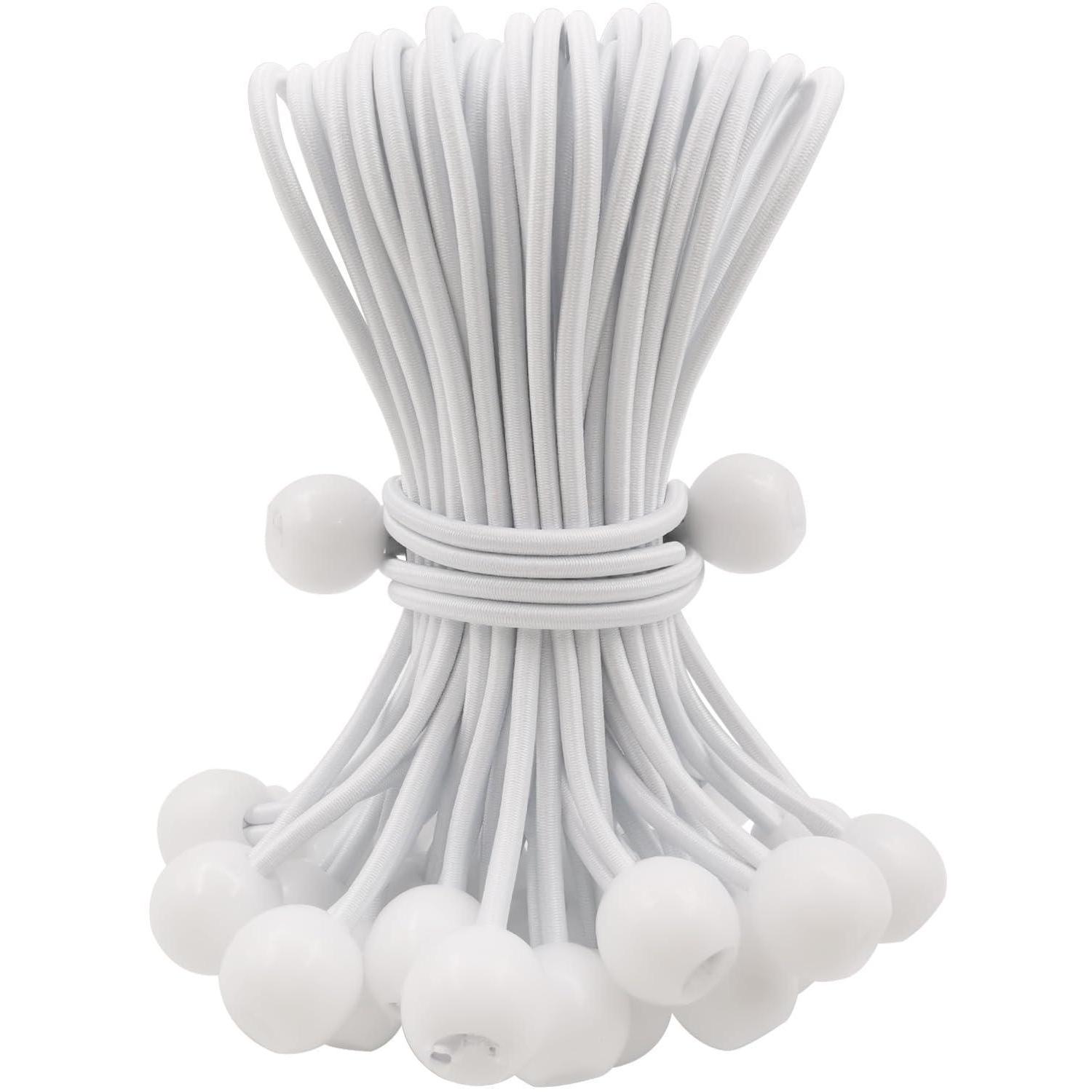 Spanngummis Mit Kugel 15cm, 25 Stück, Gummispanner Für Planen & Netze, Weiß