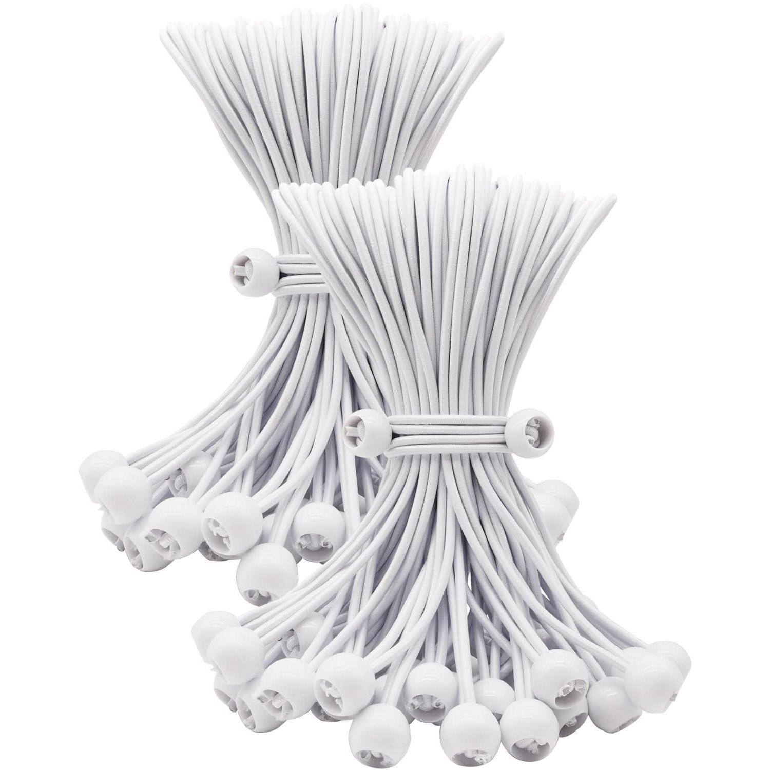 Spanngummis Mit Kugel 25 Cm, 100 Stück, Weiß, Für Planen & Camping