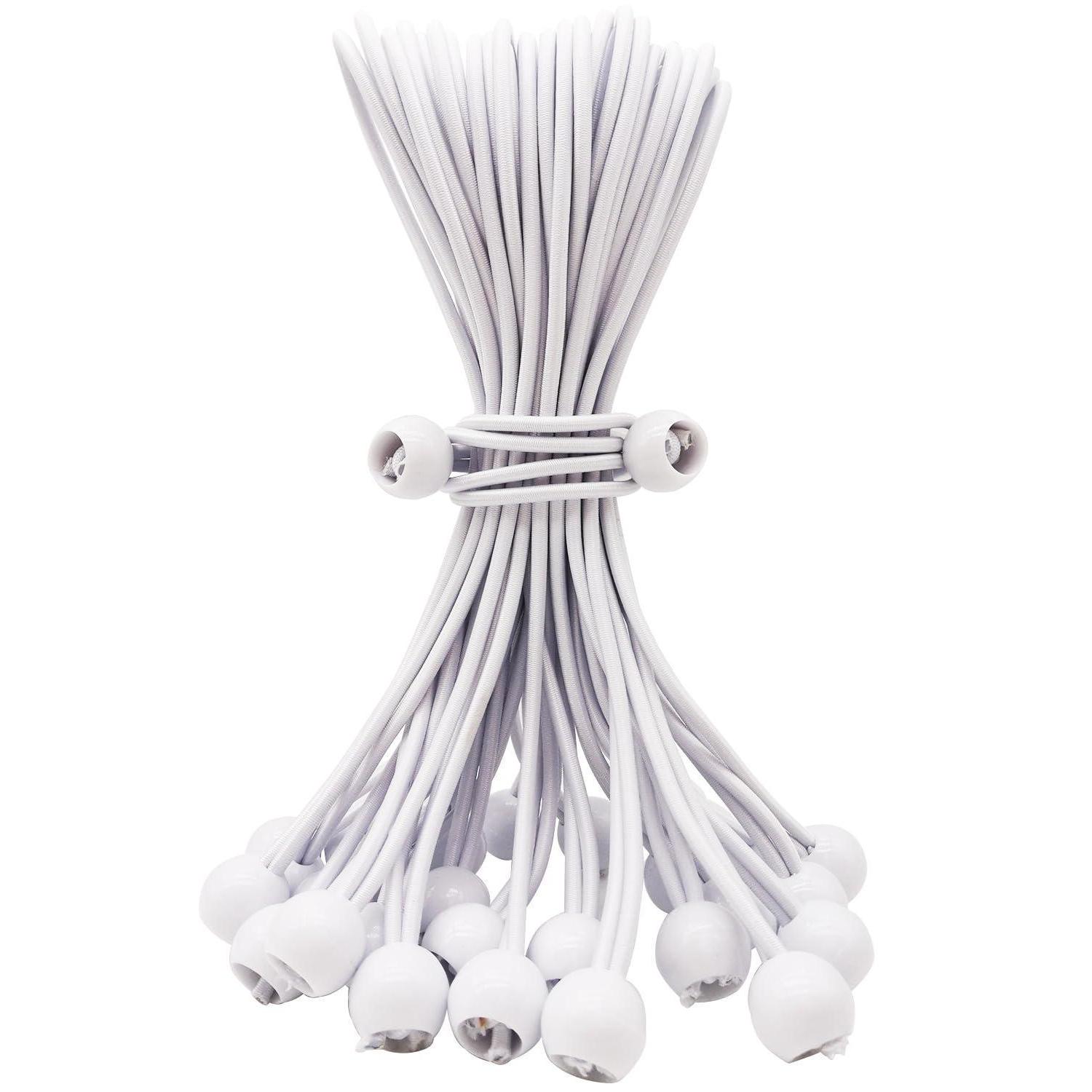 Spanngummis Mit Kugel 25 Cm, 25 Stück, Weiß, Für Planen & Camping