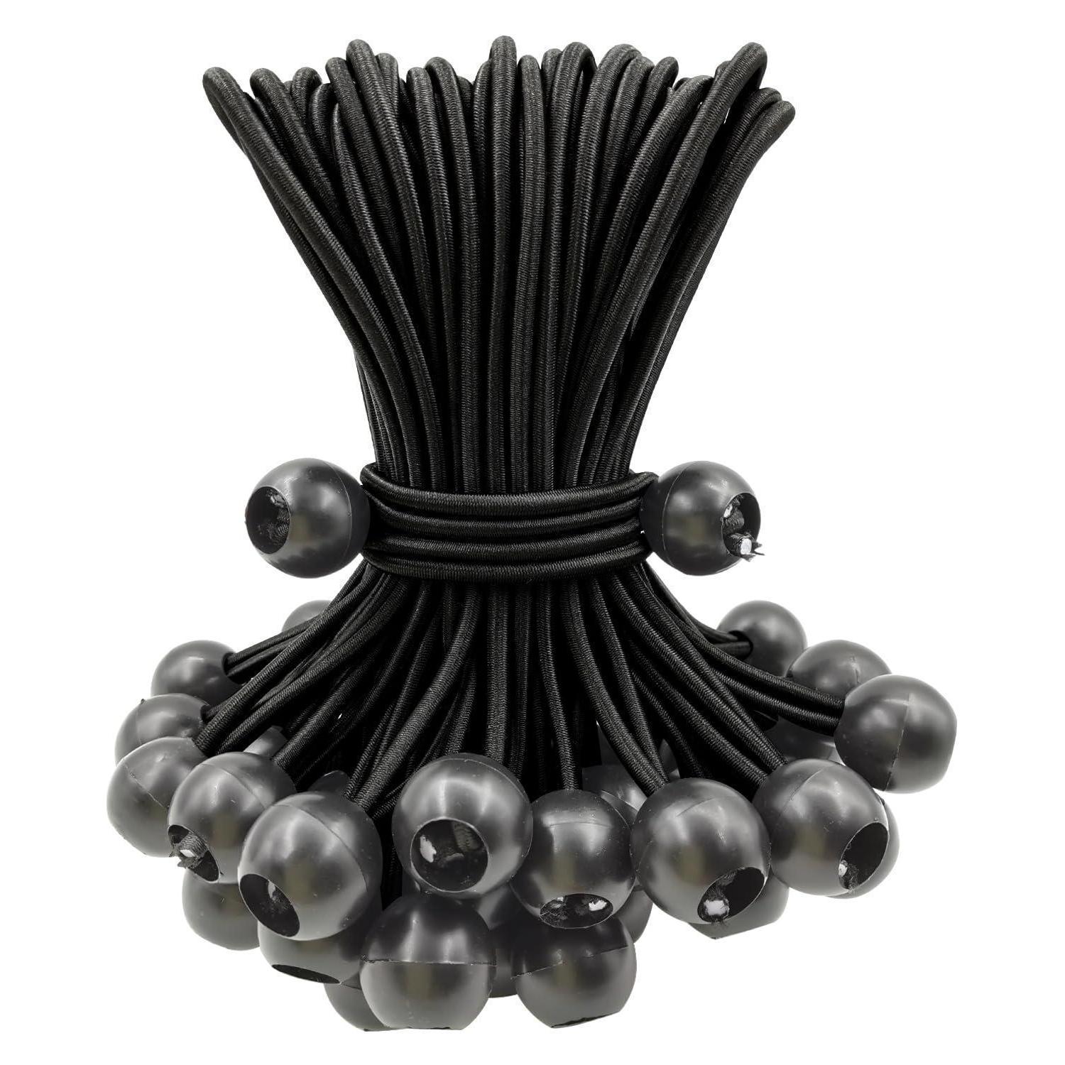Spanngummis Mit Kugel 15cm, 50 Stück, Schwarz