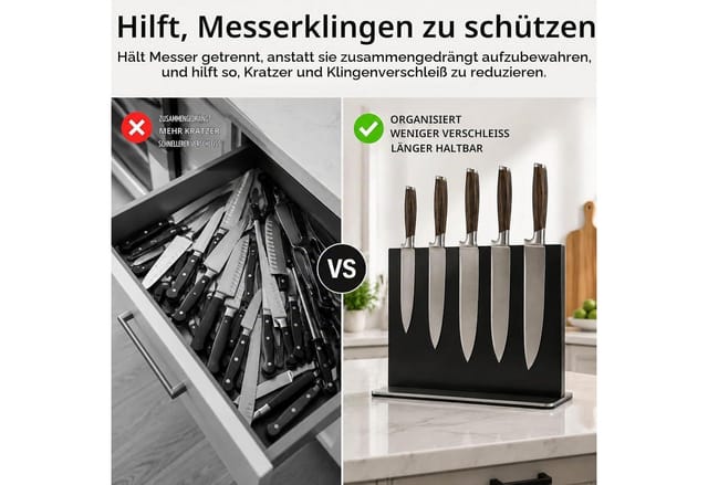 Magnetischer Messerblock 30 Cm, Edelstahl, Küchenarbeitsplatte, Starker Halt