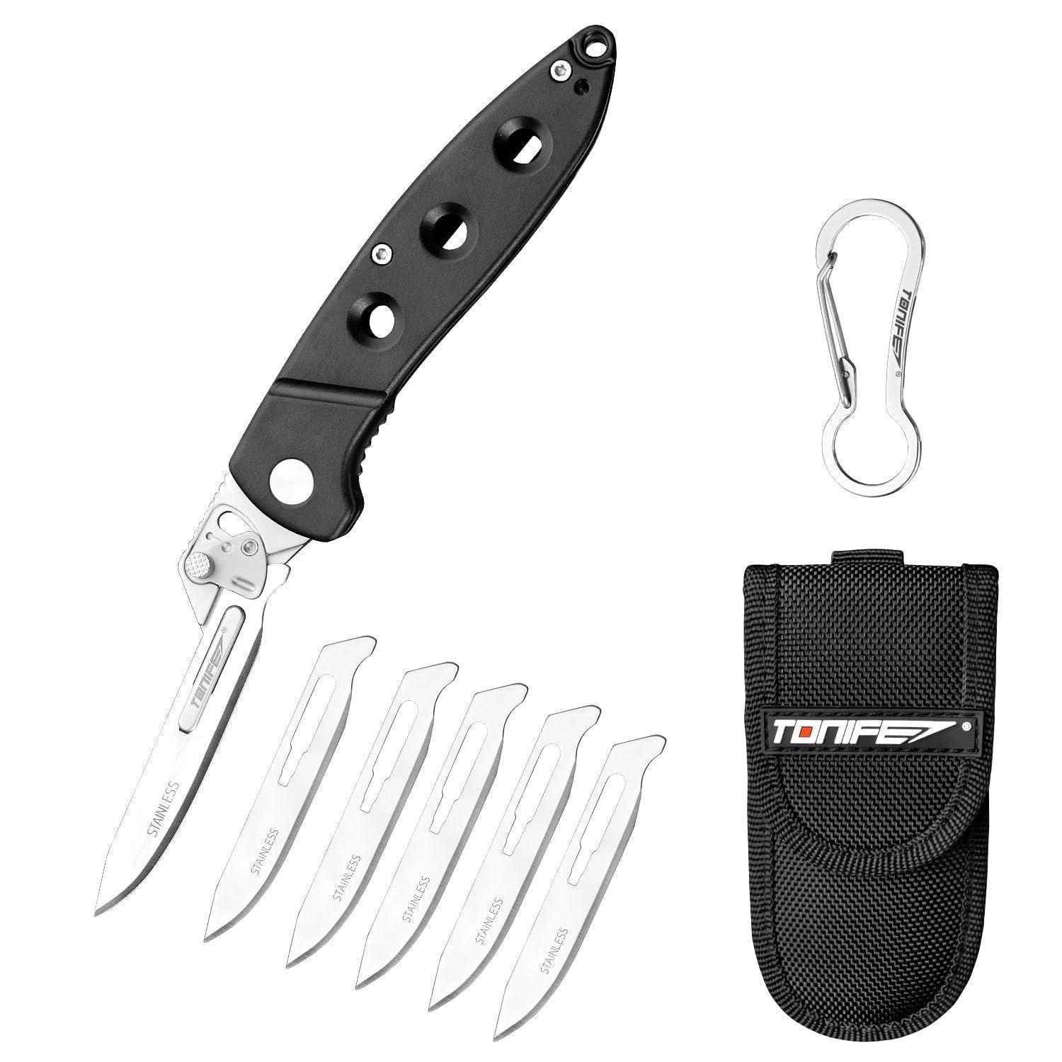 Klappmesser Mit 5 Edelstahl-ersatzklingen, Aluminiumgriff, Edc Taschenmesser Für Outdoor