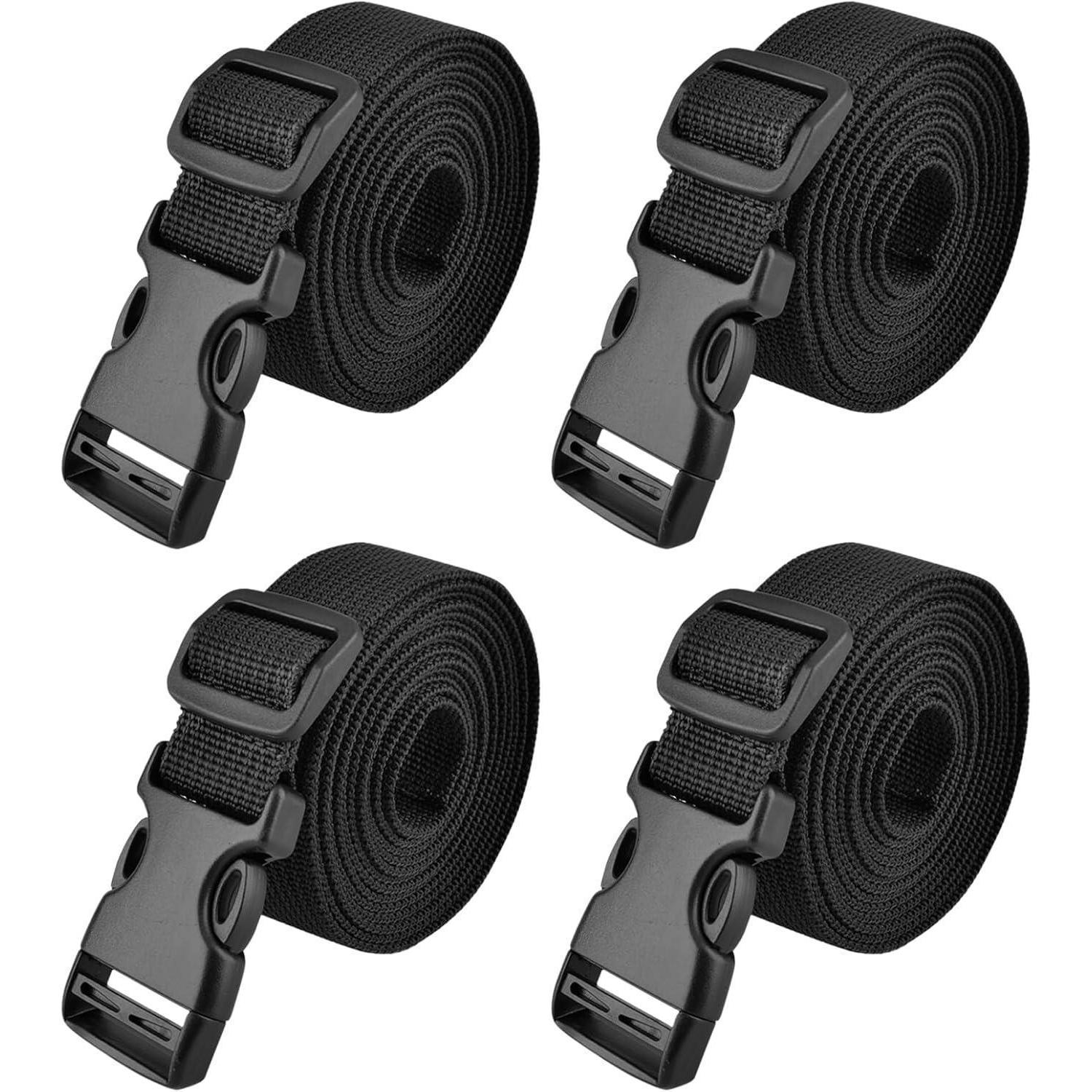 Gurtband Mit Schnallen 4er Set, 25mm X 1m, Schwarz, Belastbar Bis 50kg