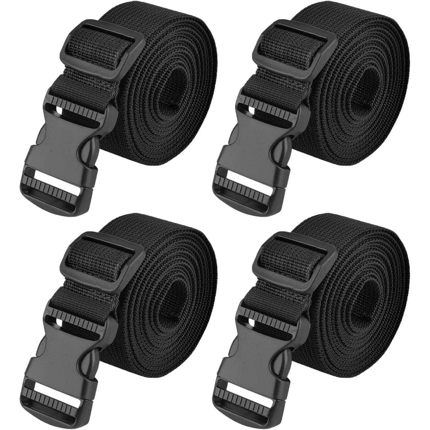 Gepäckspanngurte 38mm Schwarz 2m, 4 Stück, Bis 100kg Belastbar