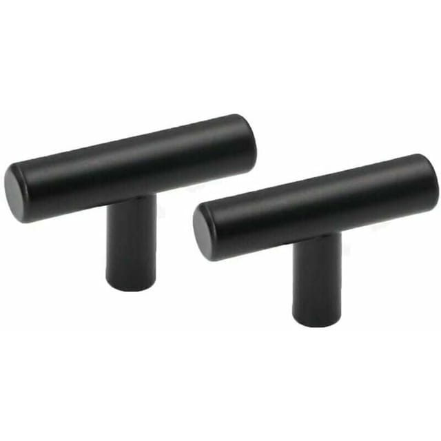 Alovez - 10 Stück Möbelknöpfe Für Türen, T-griffe, Schubladen, Edelstahlknöpfe Für Türen, Schränke, Schlafzimmer, Küchenmöbel, Schwarz – T-knopf – 50 Mm Schwarz