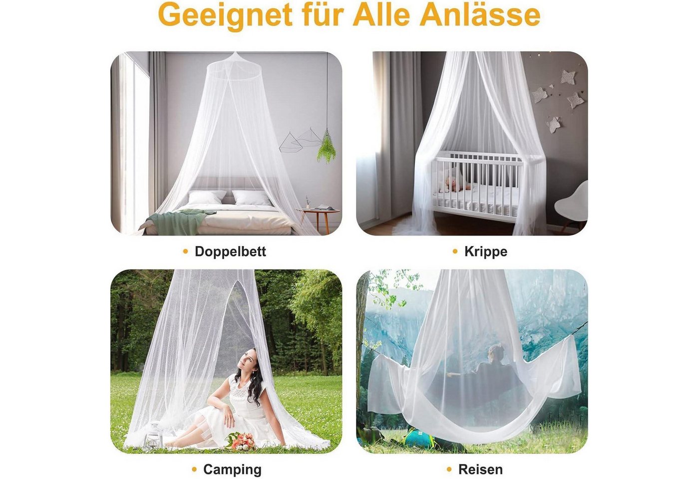 Moskitonetz Für Betten, Kuppel-design, Feinmaschig, Für Doppel- Und Einzelbetten Bild 3