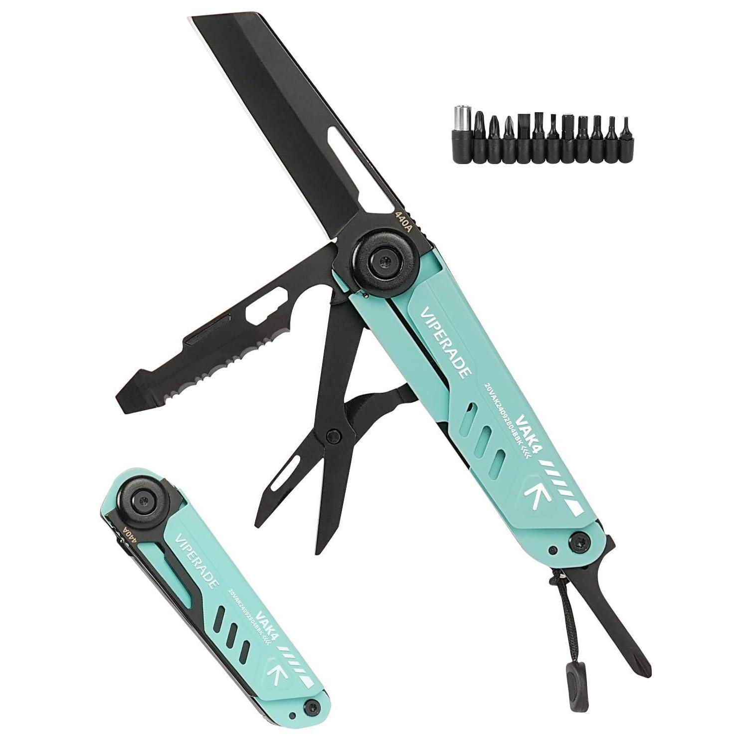 Multitool Taschenmesser 12-in-1 Mit Schraubendrehern, Schere, Blau