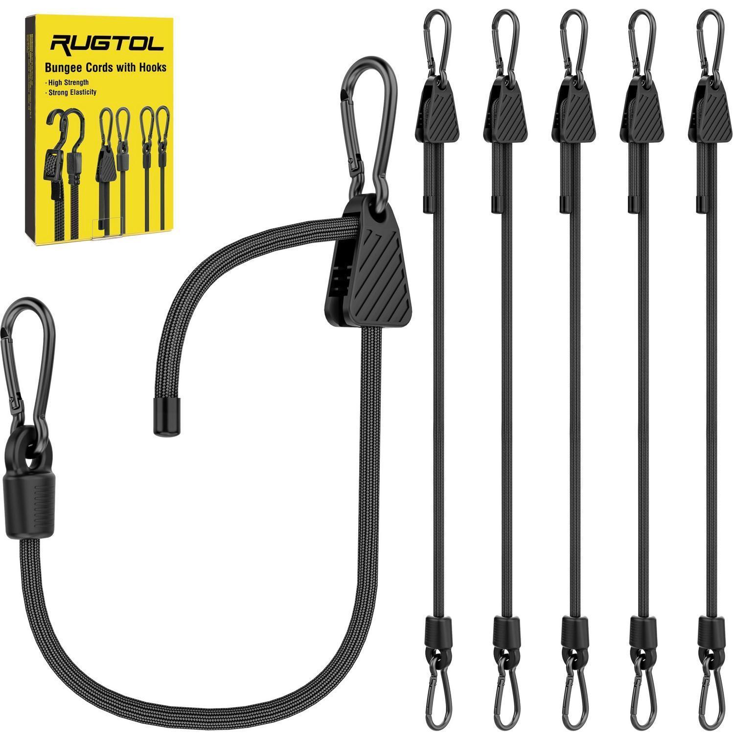 Spanngummis Mit Karabiner 6er Set, Verstellbar 18-60cm, Schwarz
