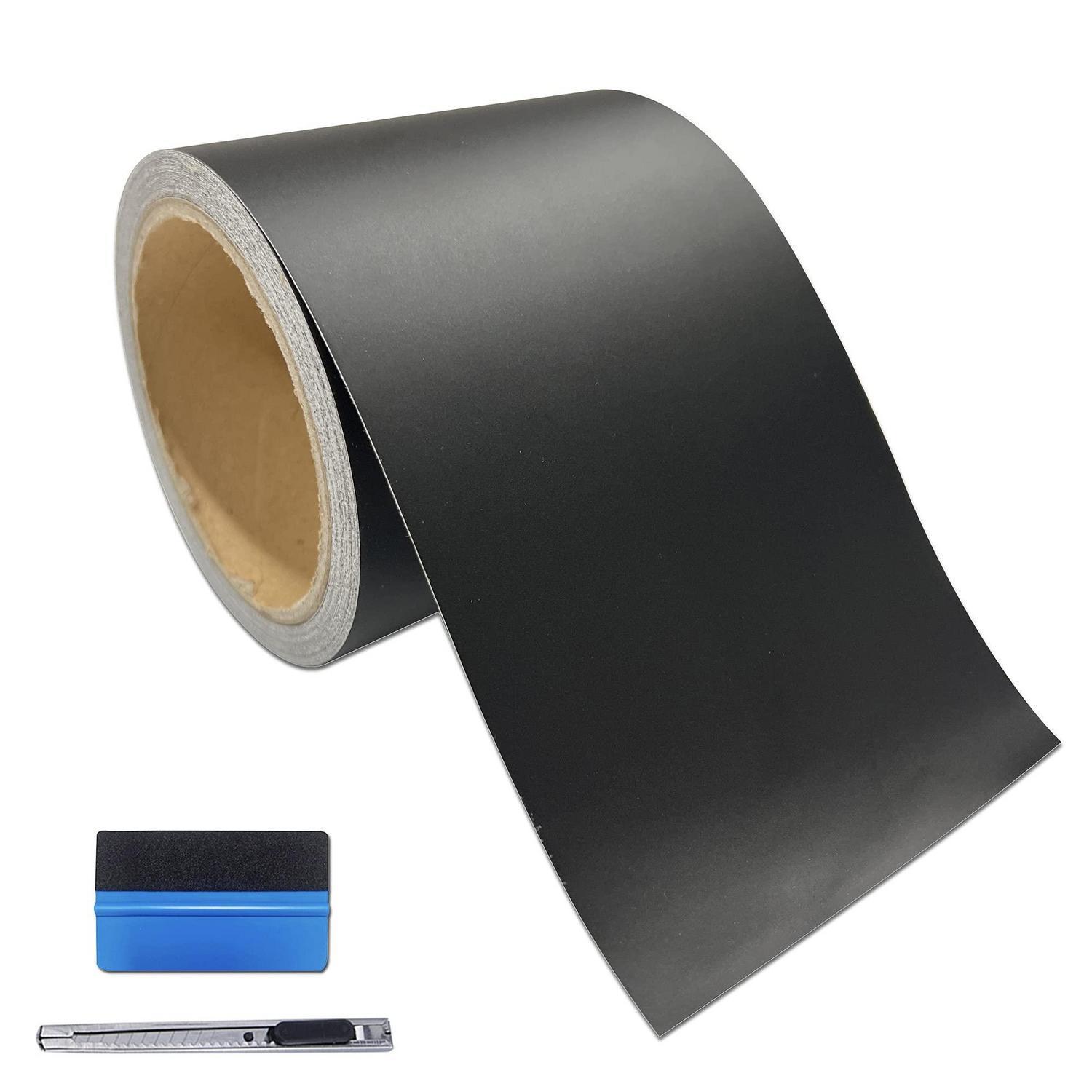 Vinyl-klebeband Mattschwarz Mit Luftablass Und Werkzeug-set 10cm X 900cm