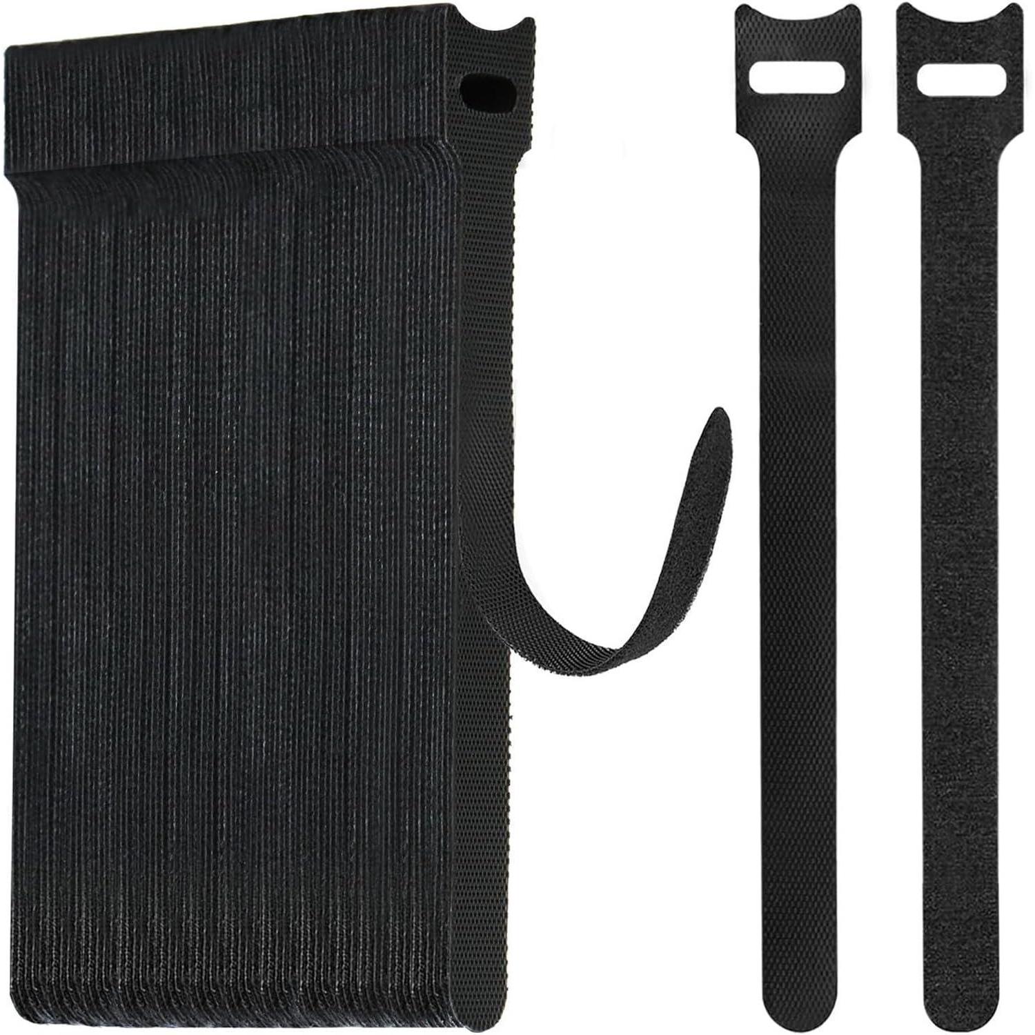 Klett Kabelbinder 70 Stück, 15cm, Wiederverwendbar, Schwarz