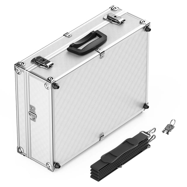 Xpotool - Wiltec Alu Universalkoffer 46x33x15,2 cm, Alubox abschließbar für Aufbewahrung und Transport von Werkzeug, Messgeräten usw., mit Griff und